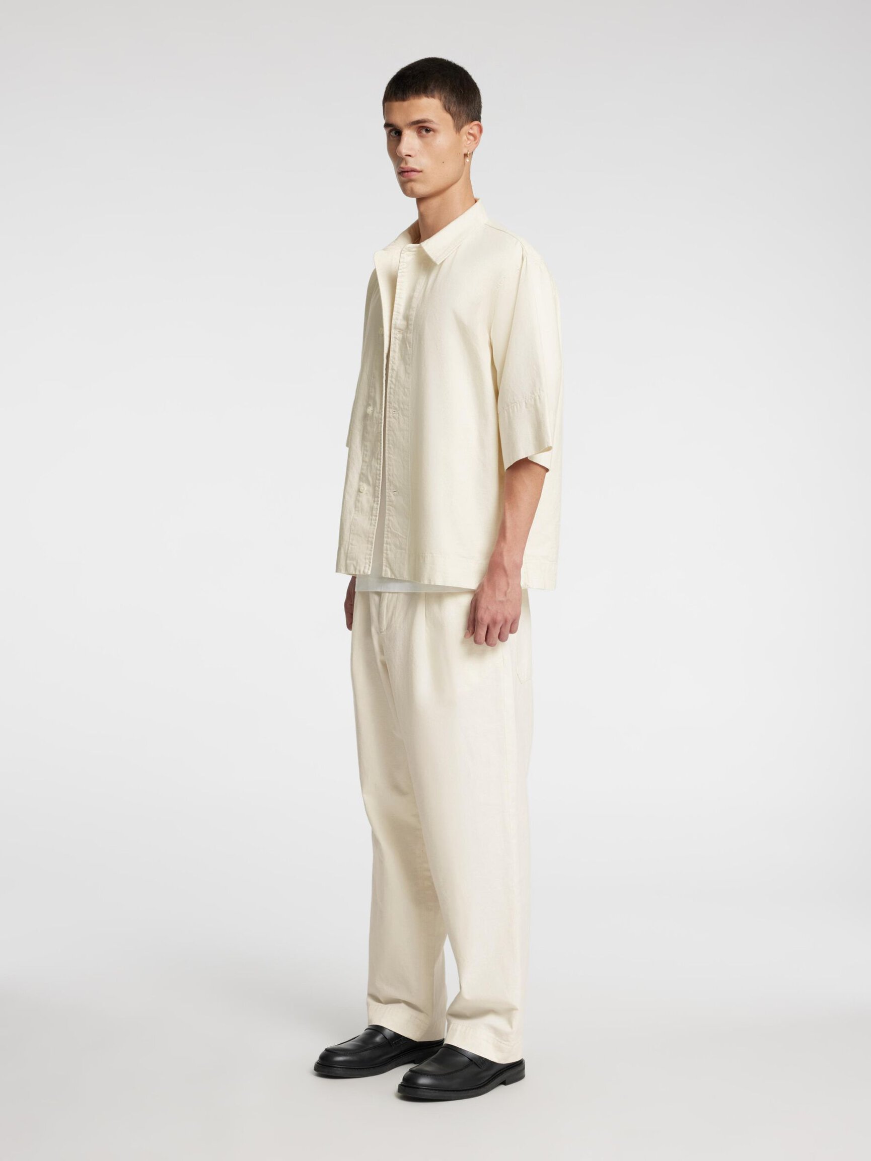 COTTON BLEND LOOSE-FIT TROUSERS