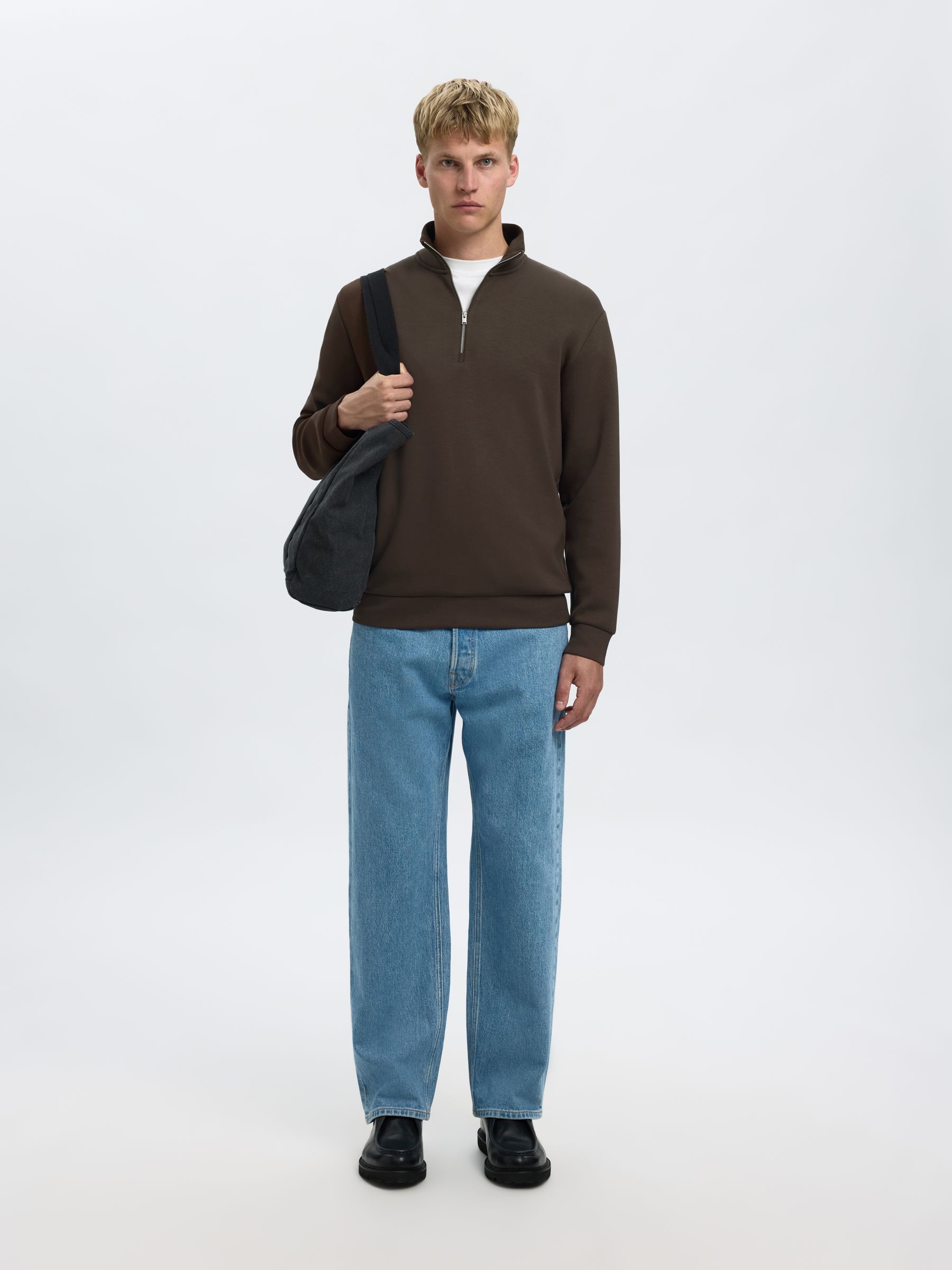 EN VISCOSE MÉLANGÉE AVEC DEMI-FERMETURE ÉCLAIR SWEAT-SHIRT