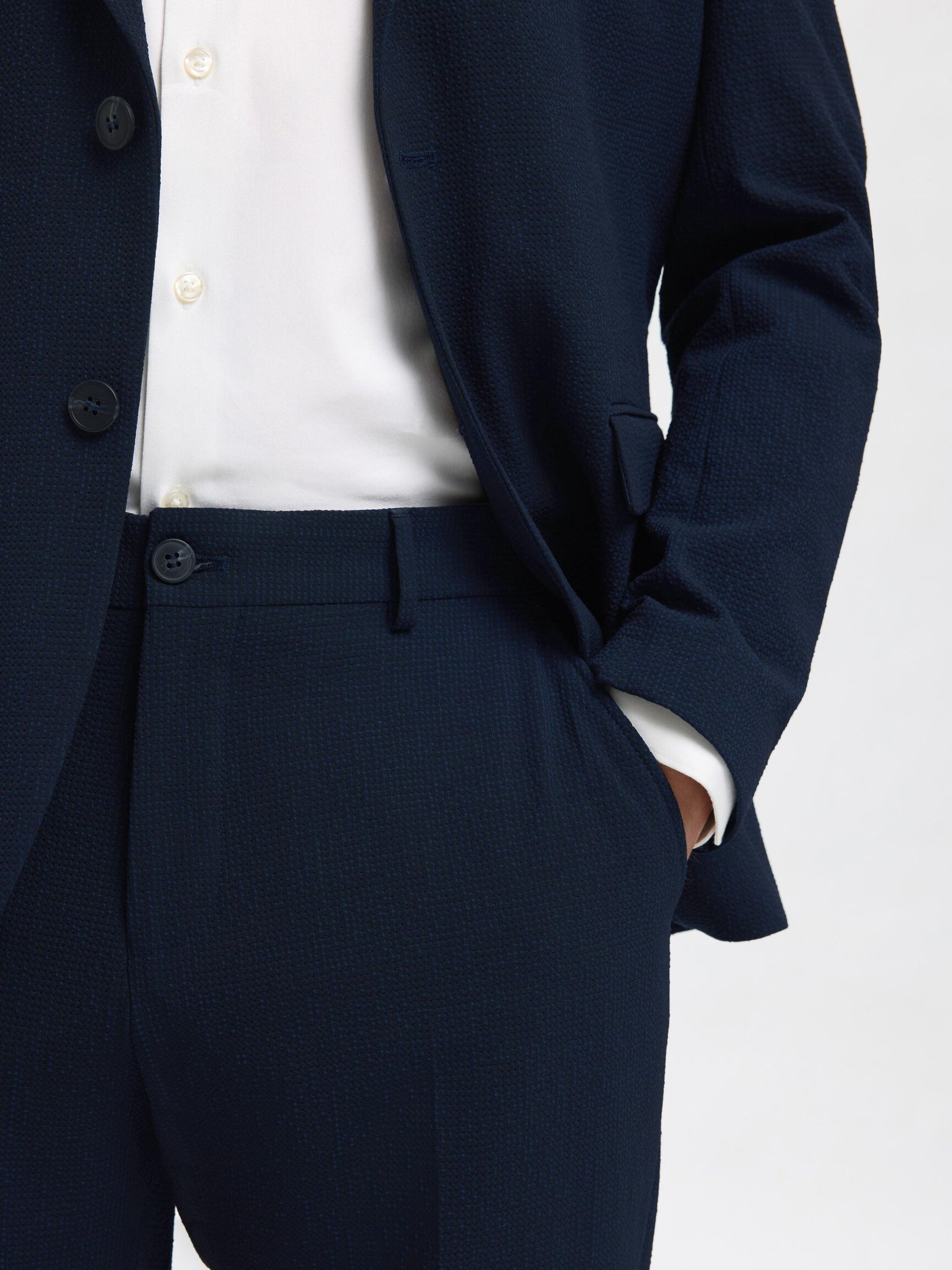 SLIM FIT SEERSUCKER SUIT TROUSERS