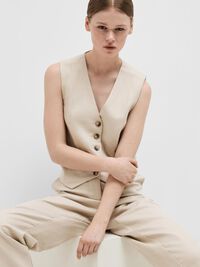 TAILORED LEINENMIX WESTE, Humus, highres