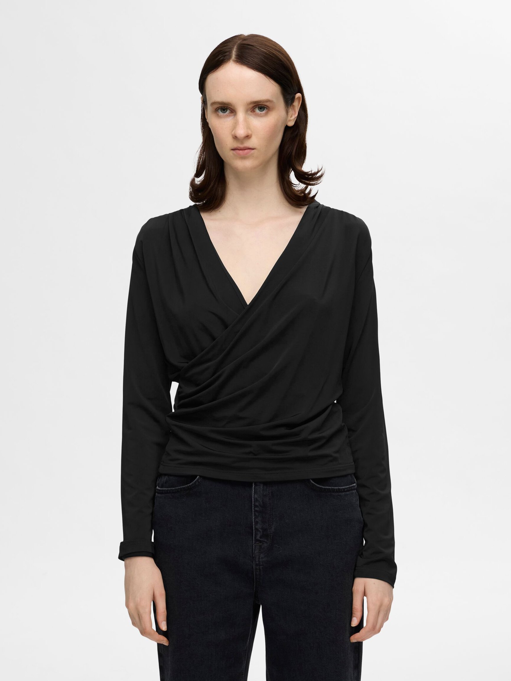 VISCOSE BLEND WRAP TOP