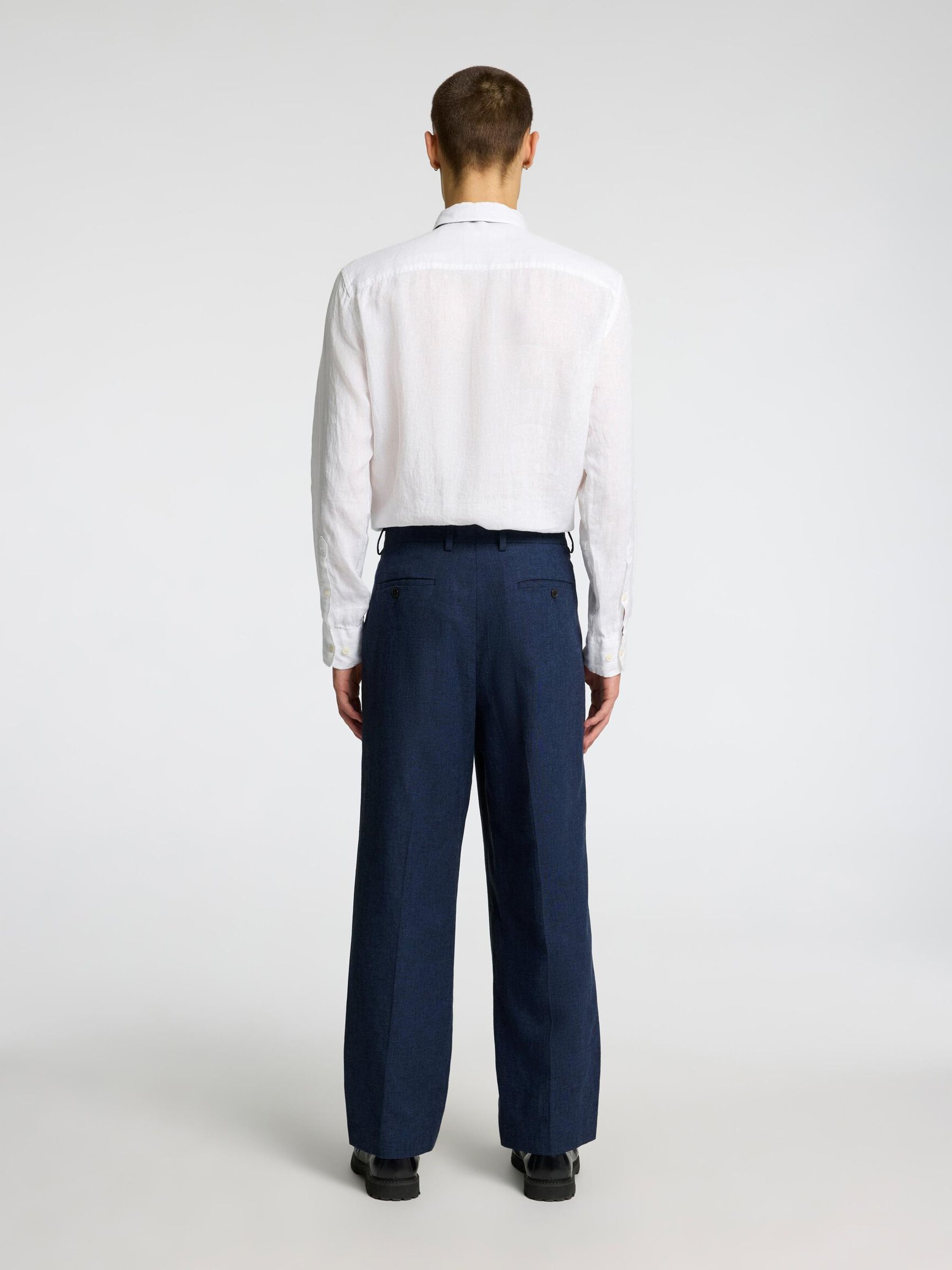 TAILORED LINEN BLEND LOOSE-FIT TROUSERS