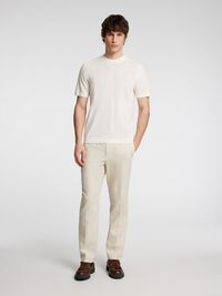 LINEN BLEND SUIT TROUSERS, Oatmeal, highres