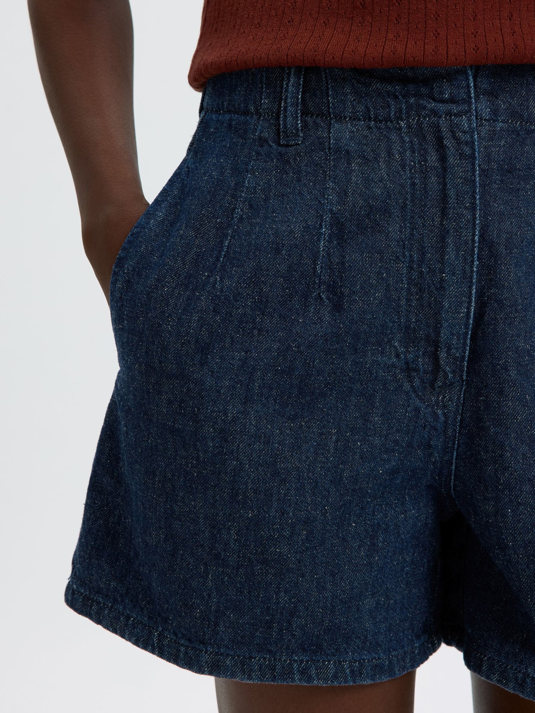 COTTON BLEND DENIM SHORTS