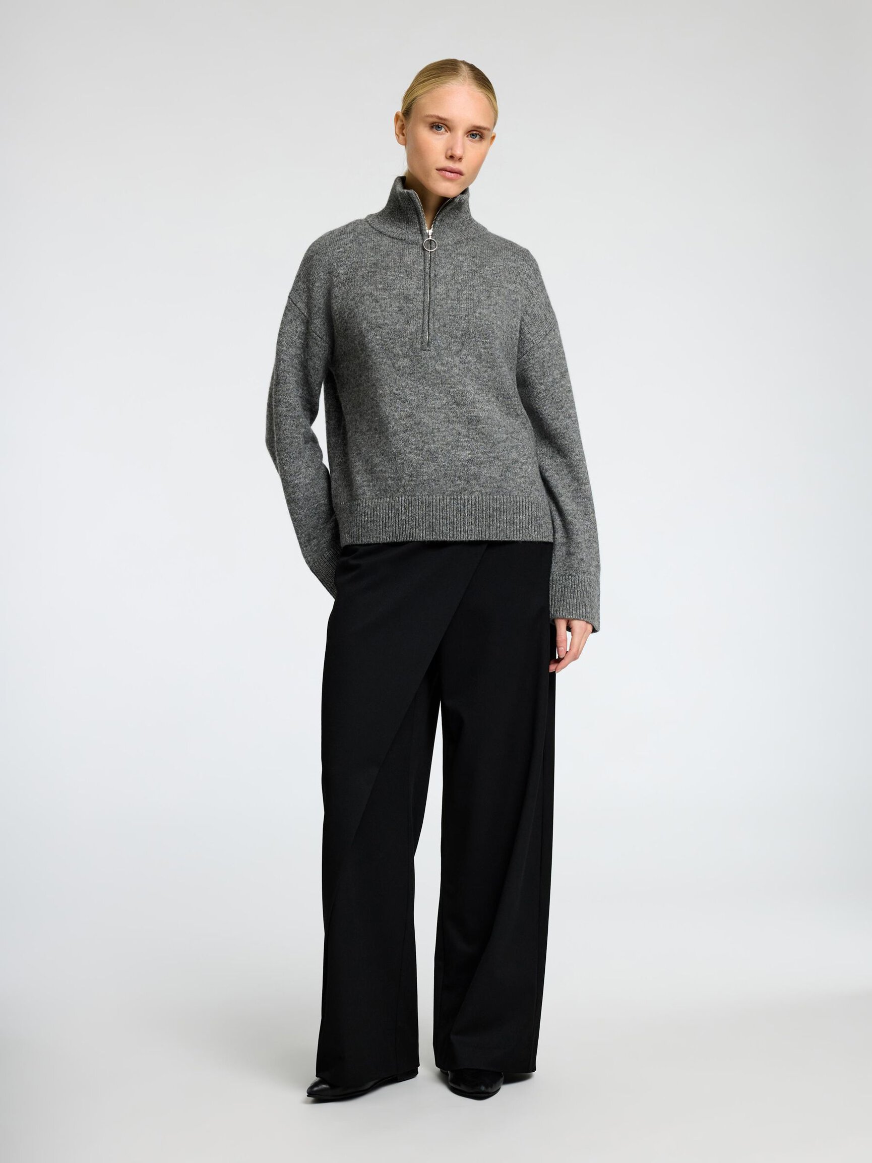 WOOL BLEND HALF-ZIP JUMPER