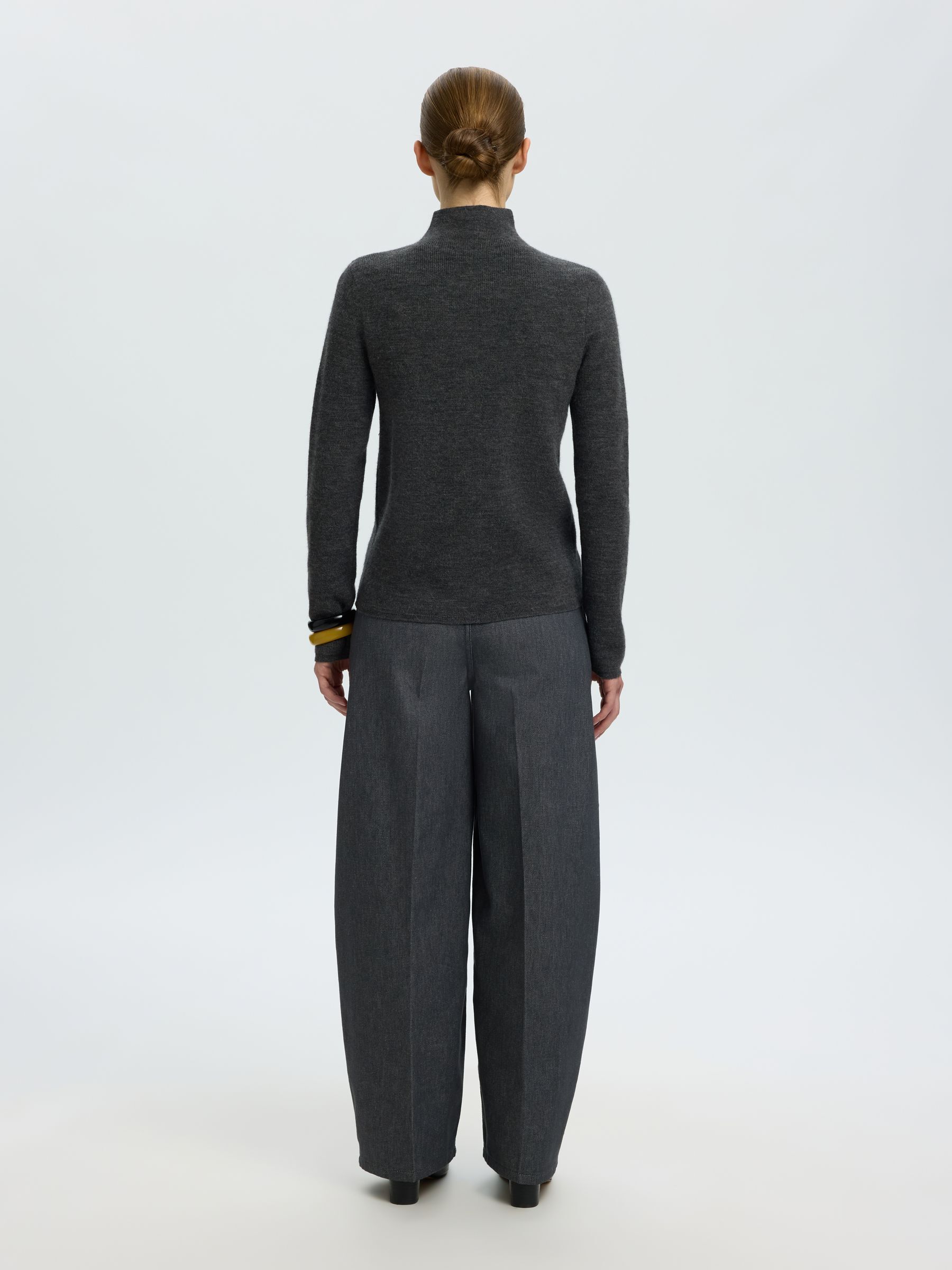 HIGH-NECK BUTTON-THROUGH KNITTED CARDIGAN