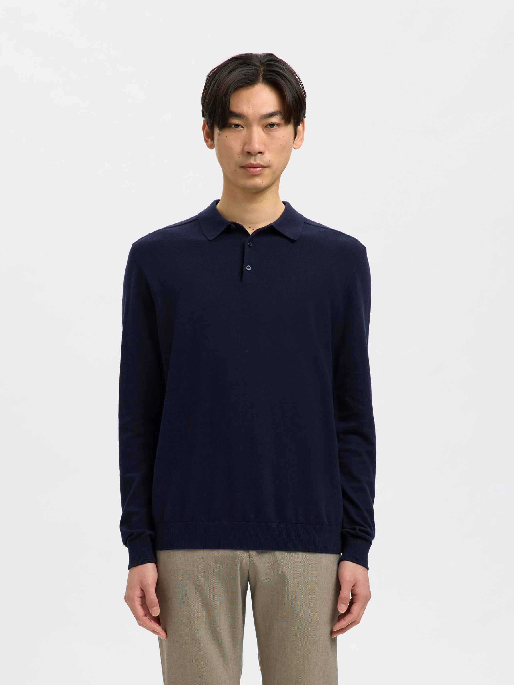 KNITTED LONG-SLEEVED POLO SHIRT