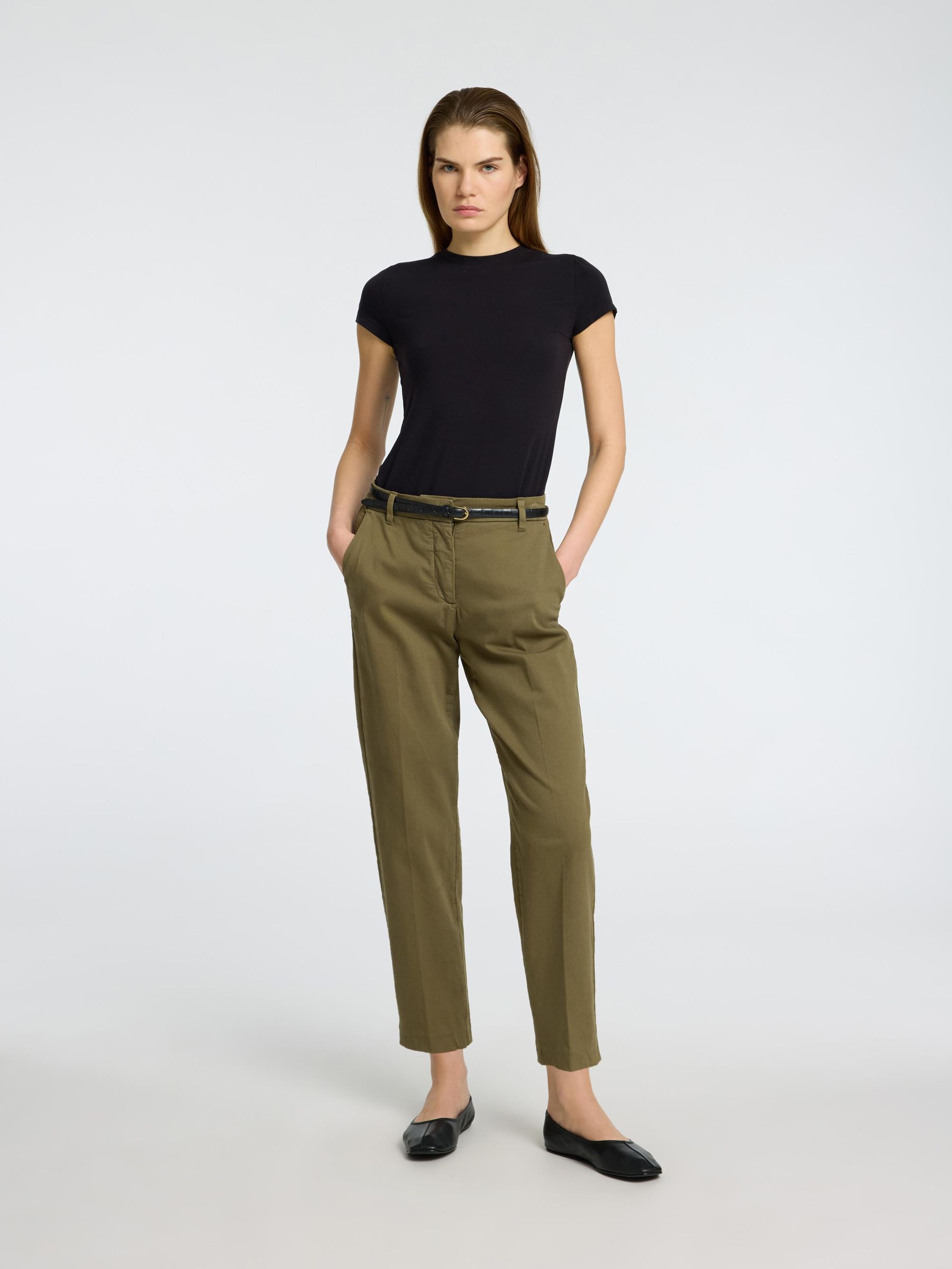 CROPPED TAPERED TROUSERS