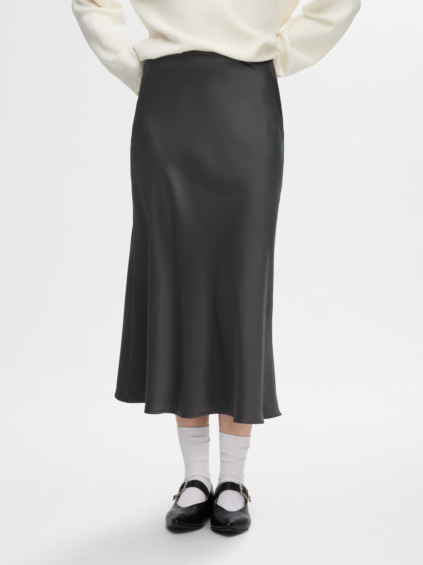 SATIN MIDI SKIRT