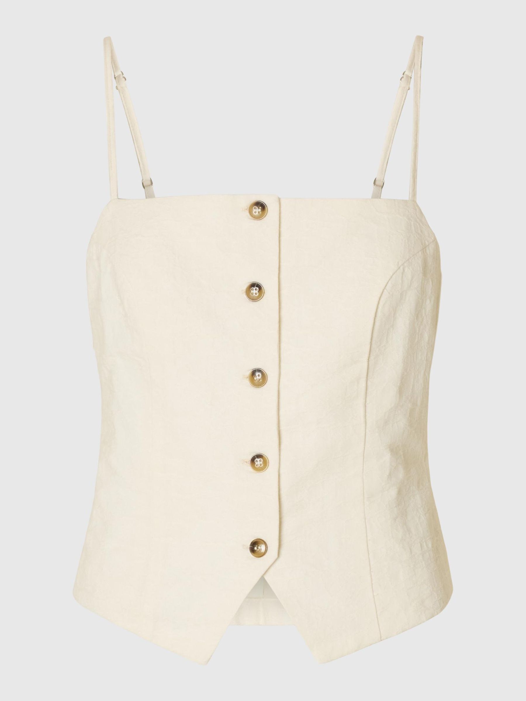 COTTON BLEND JACQUARD STRAP TOP