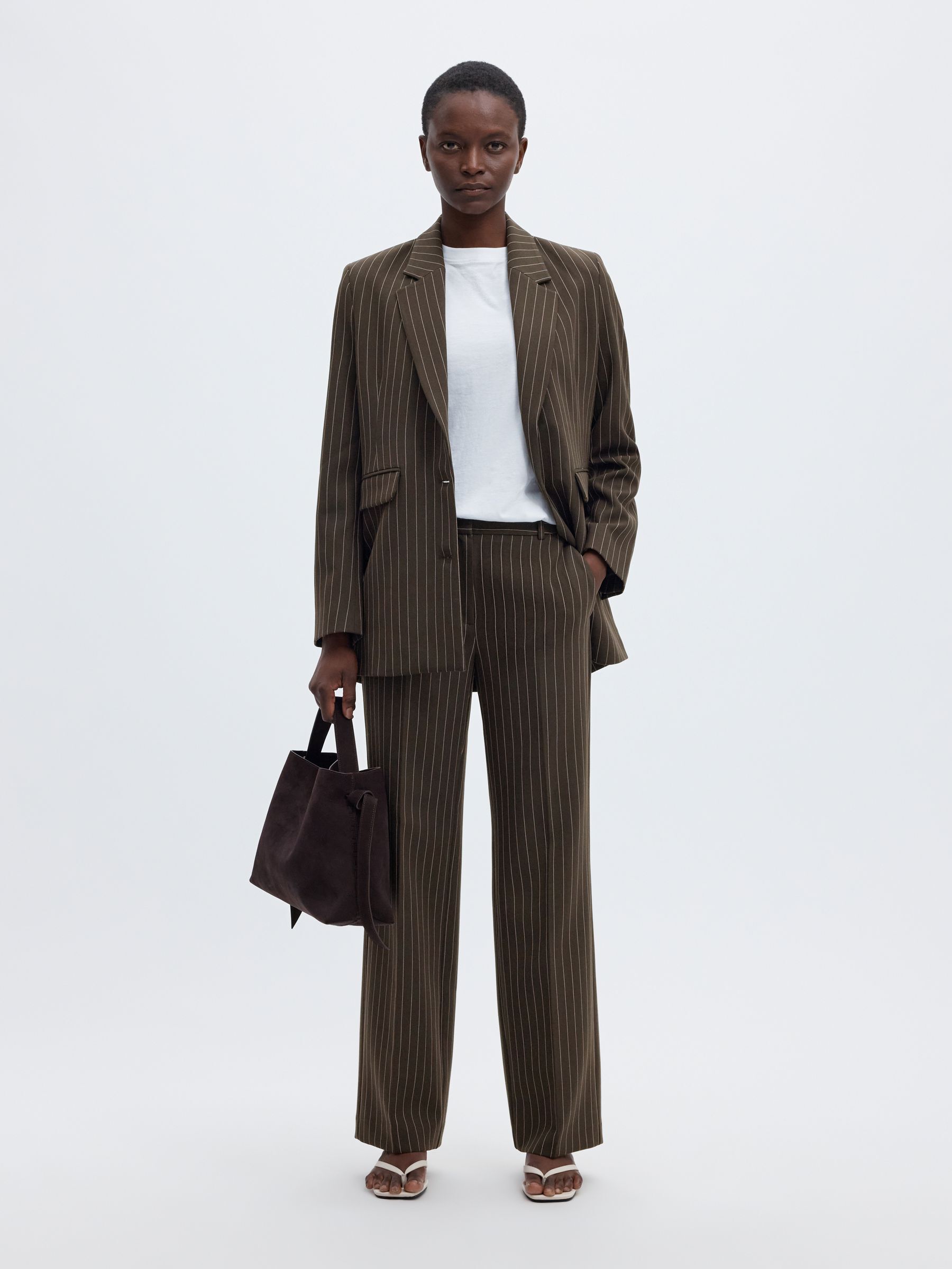 VISCOSE BLEND PINSTRIPE TROUSERS