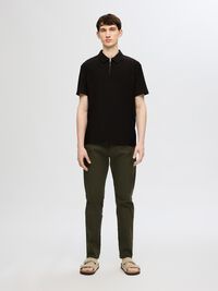 HALVE RITS PLISSÉ POLO, Black, highres