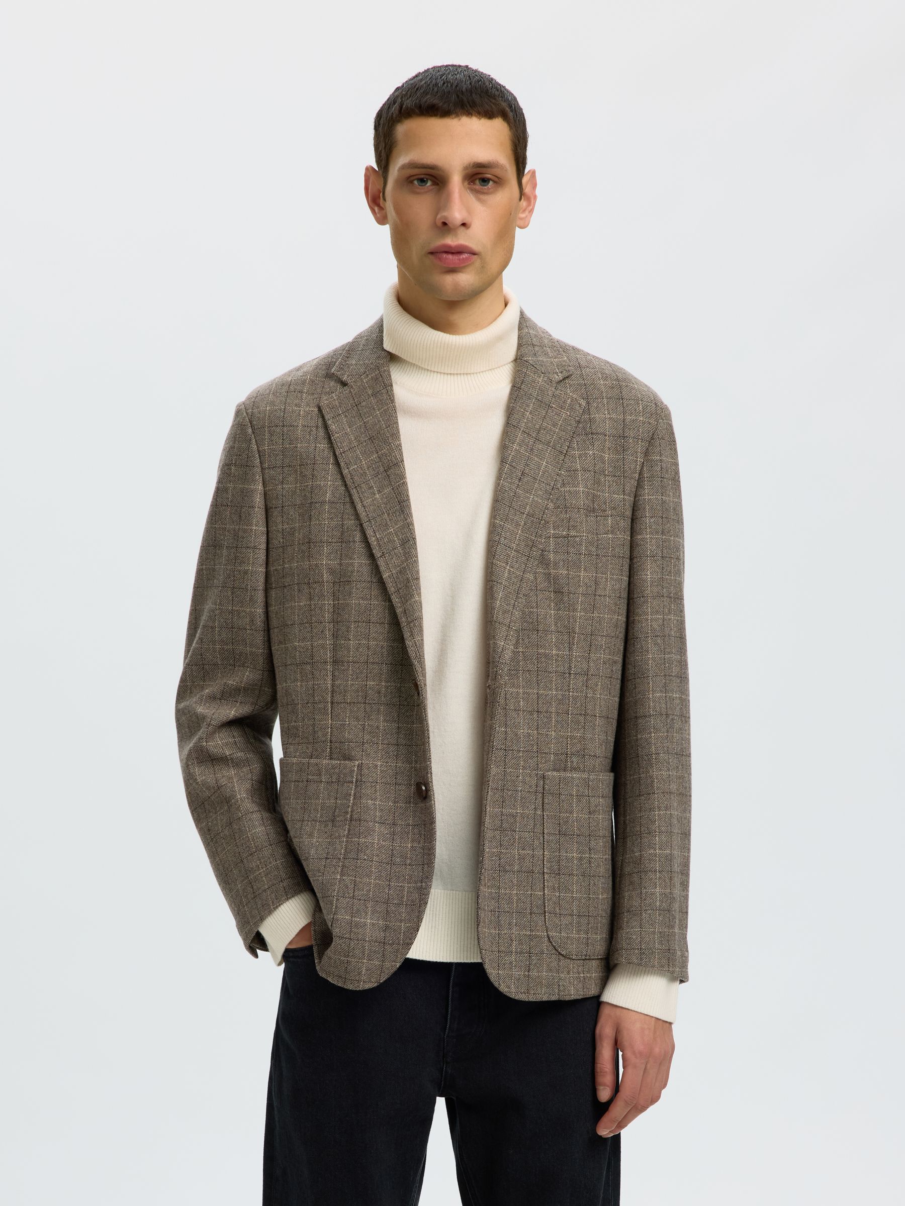 LAINE MÉLANGÉE BLAZER À SIMPLE BOUTONNAGE