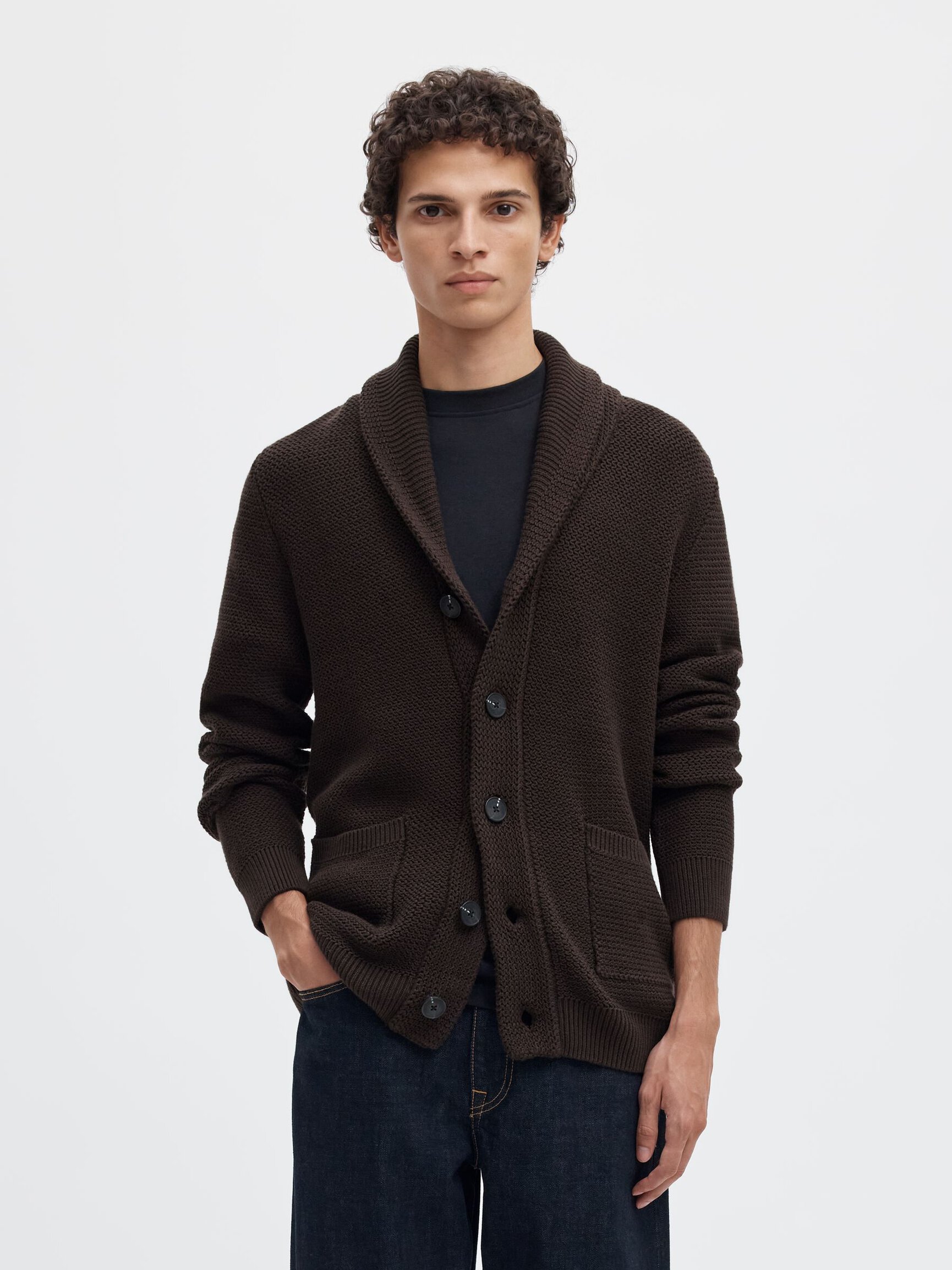 CUELLO DE CHAL CHAQUETA DE PUNTO