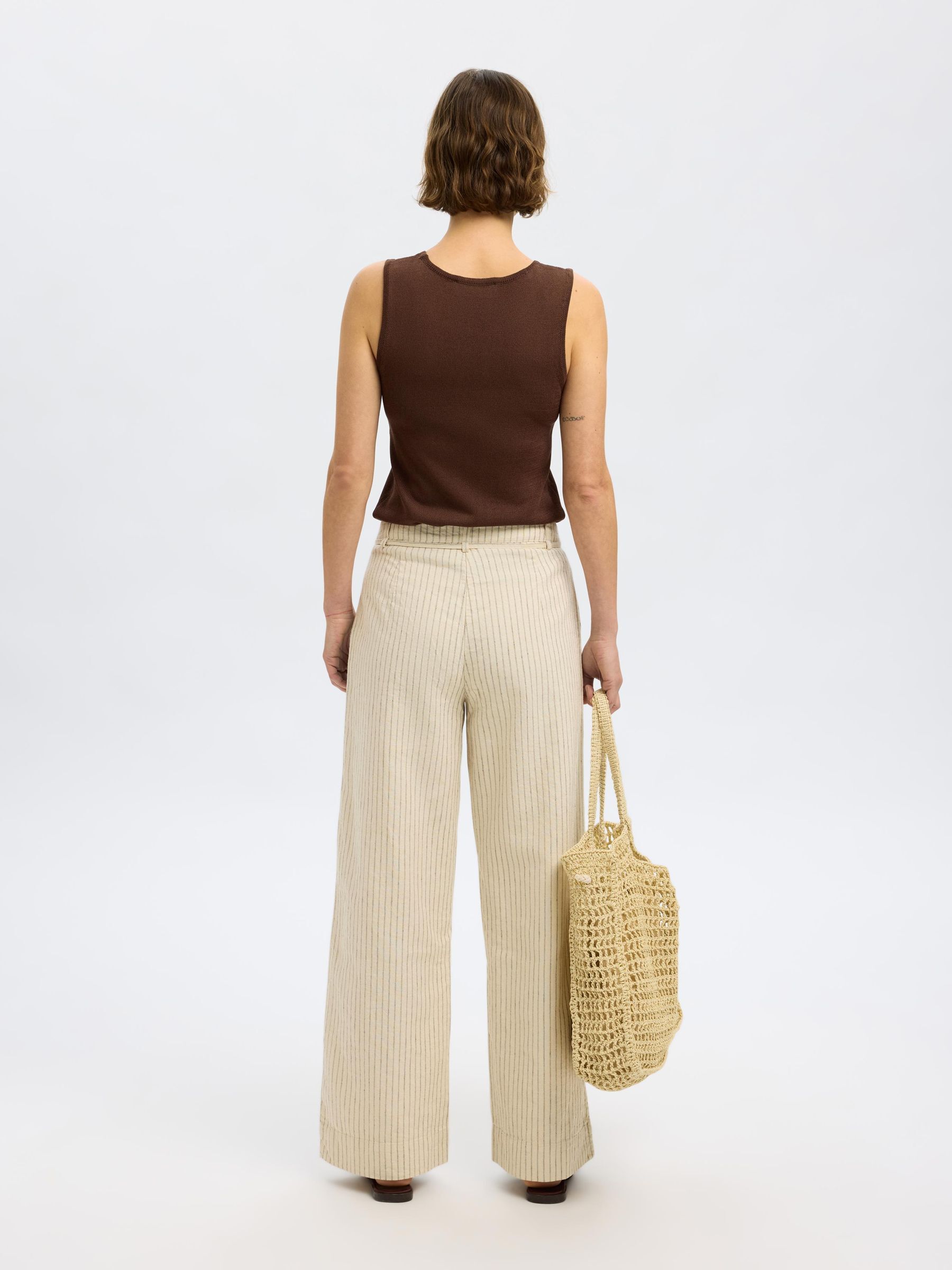 HEMP BLEND WIDE-LEG TROUSERS