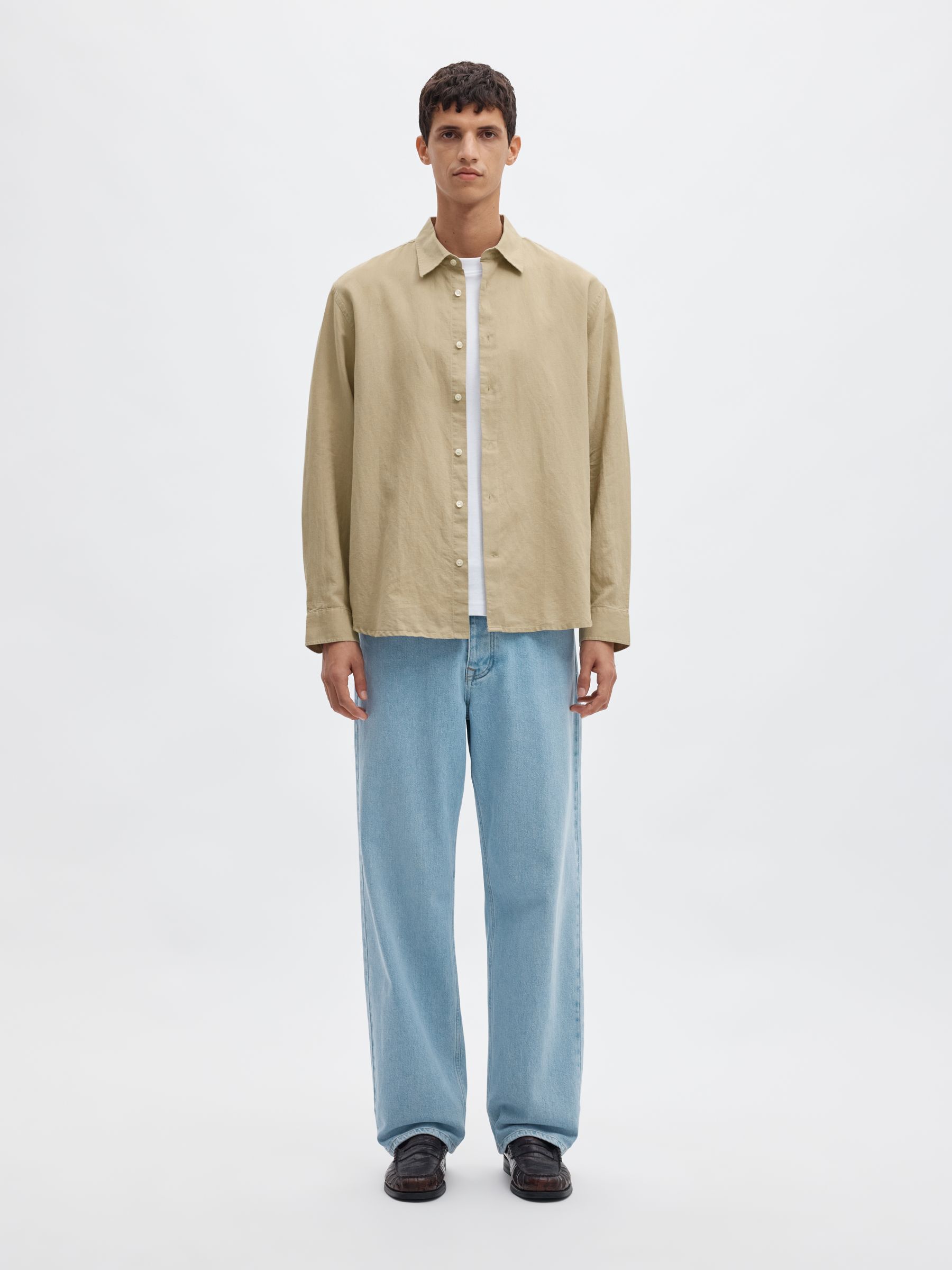 REGULAR FIT LINEN-BLEND SHIRT