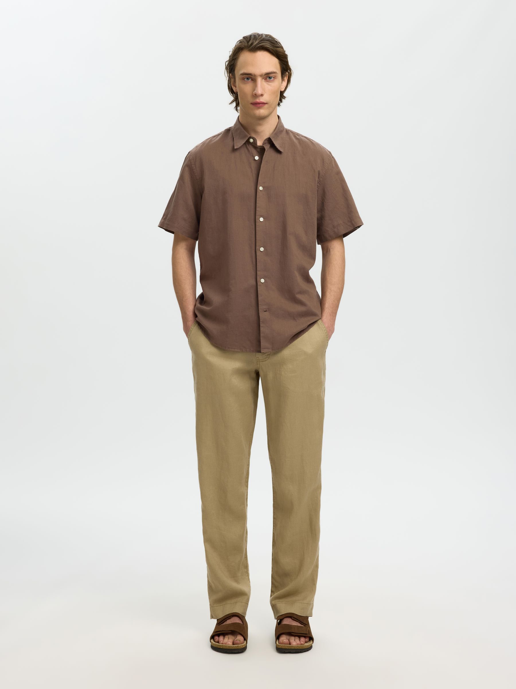 REGULAR FIT LINEN-BLEND SHIRT