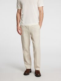 LINEN BLEND SUIT TROUSERS, Oatmeal, highres