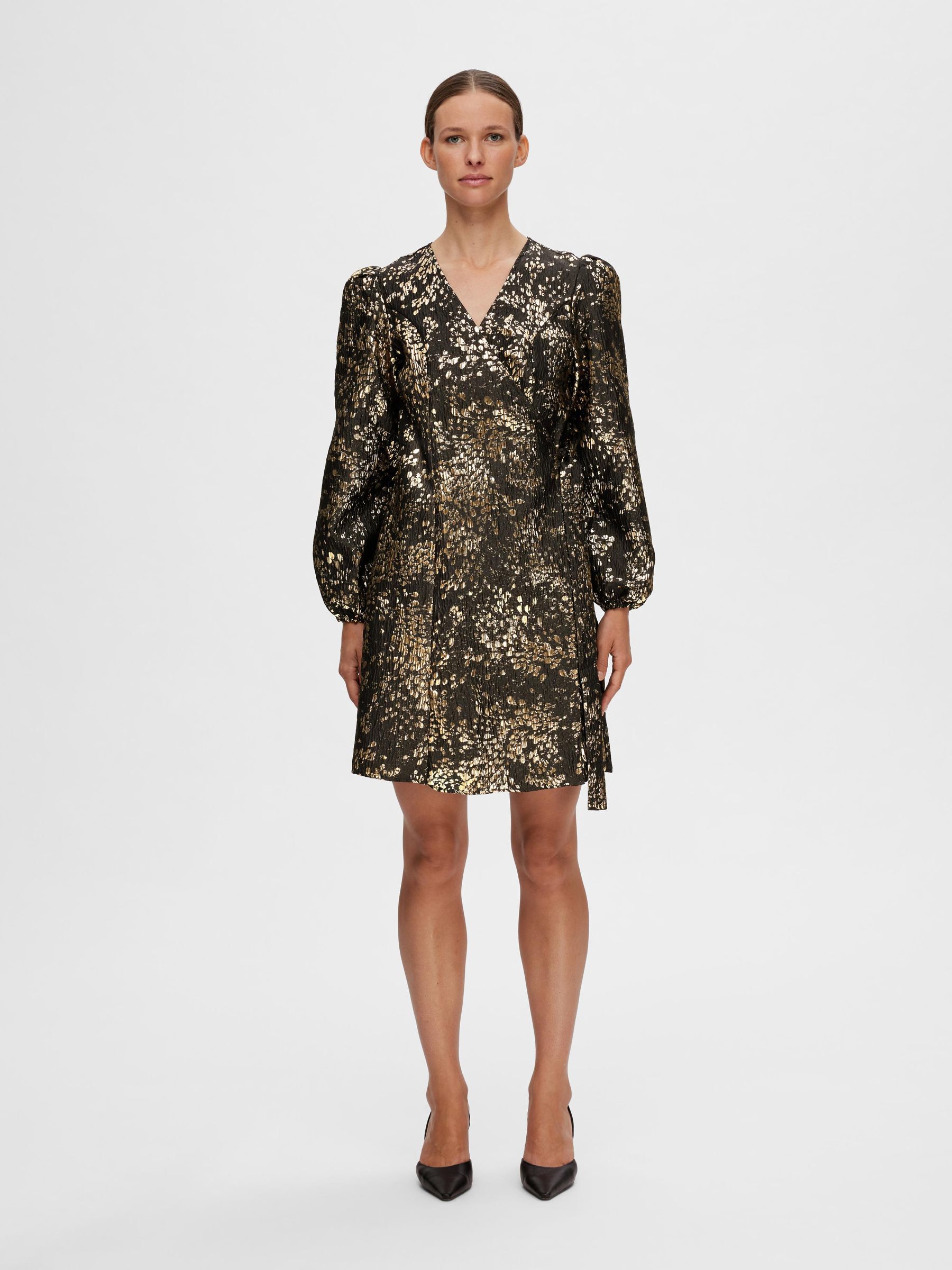 METALLIC JACQUARD MINI DRESS