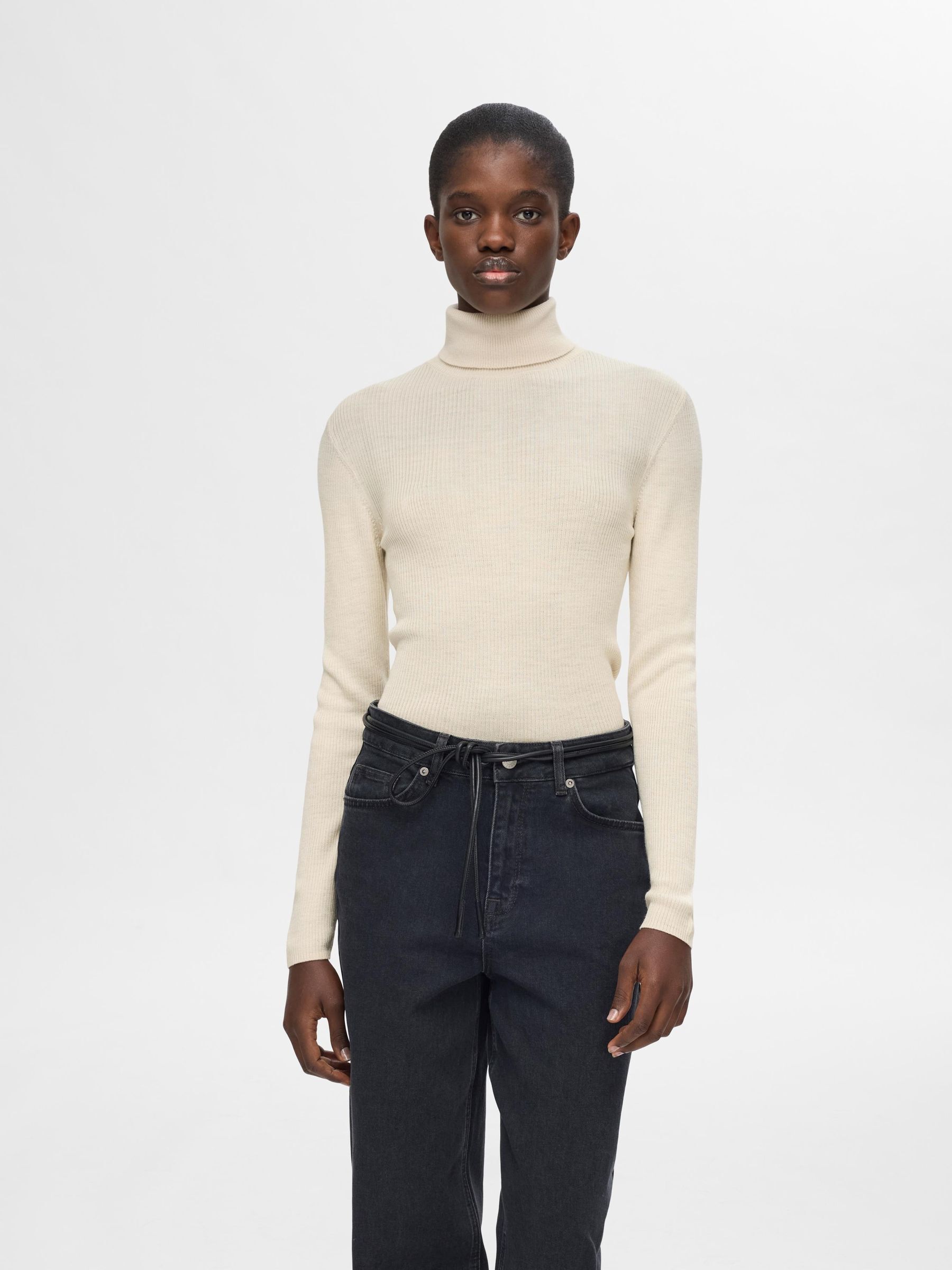RIBBED WOOL BLEND TURTLENECK