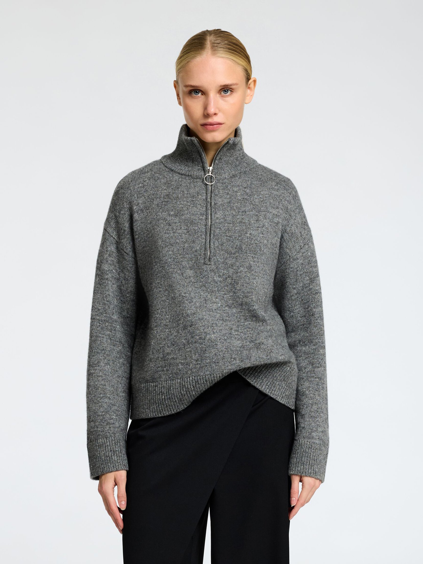 WOOL BLEND HALF-ZIP JUMPER