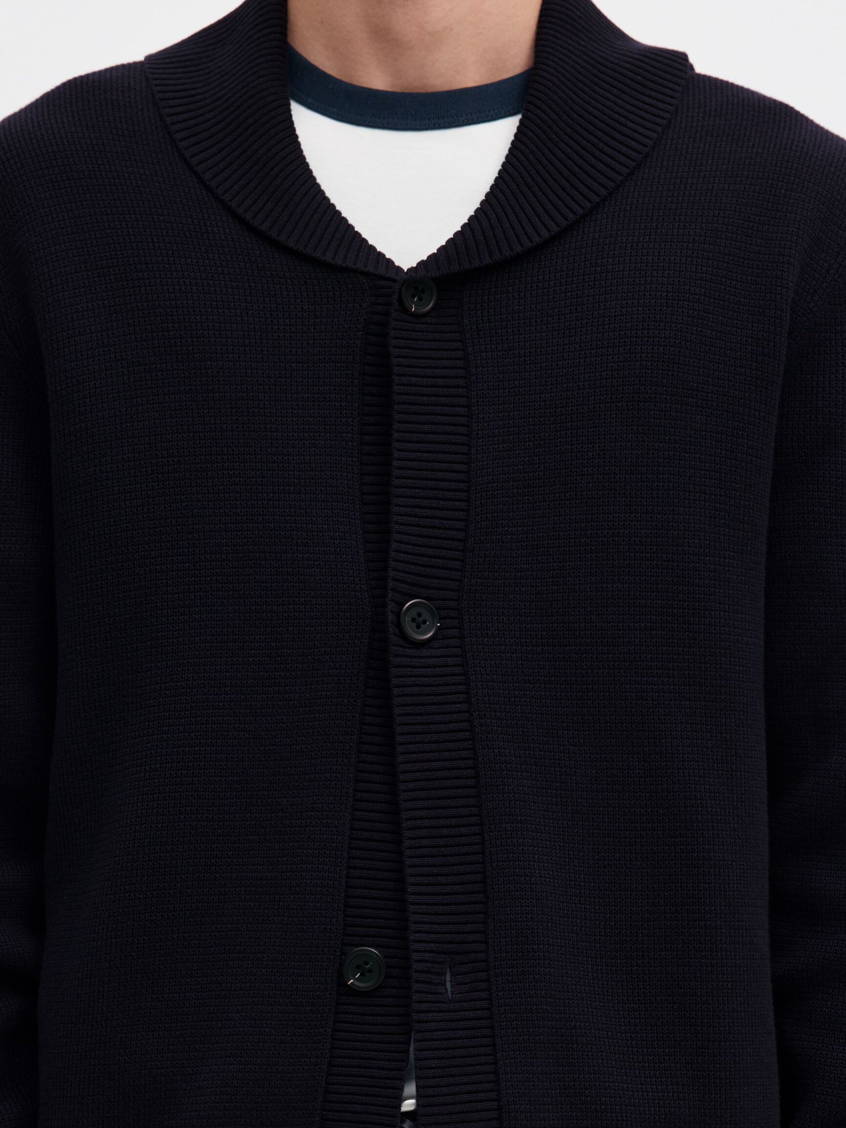 ORGANIC COTTON SHAWL COLLAR CARDIGAN