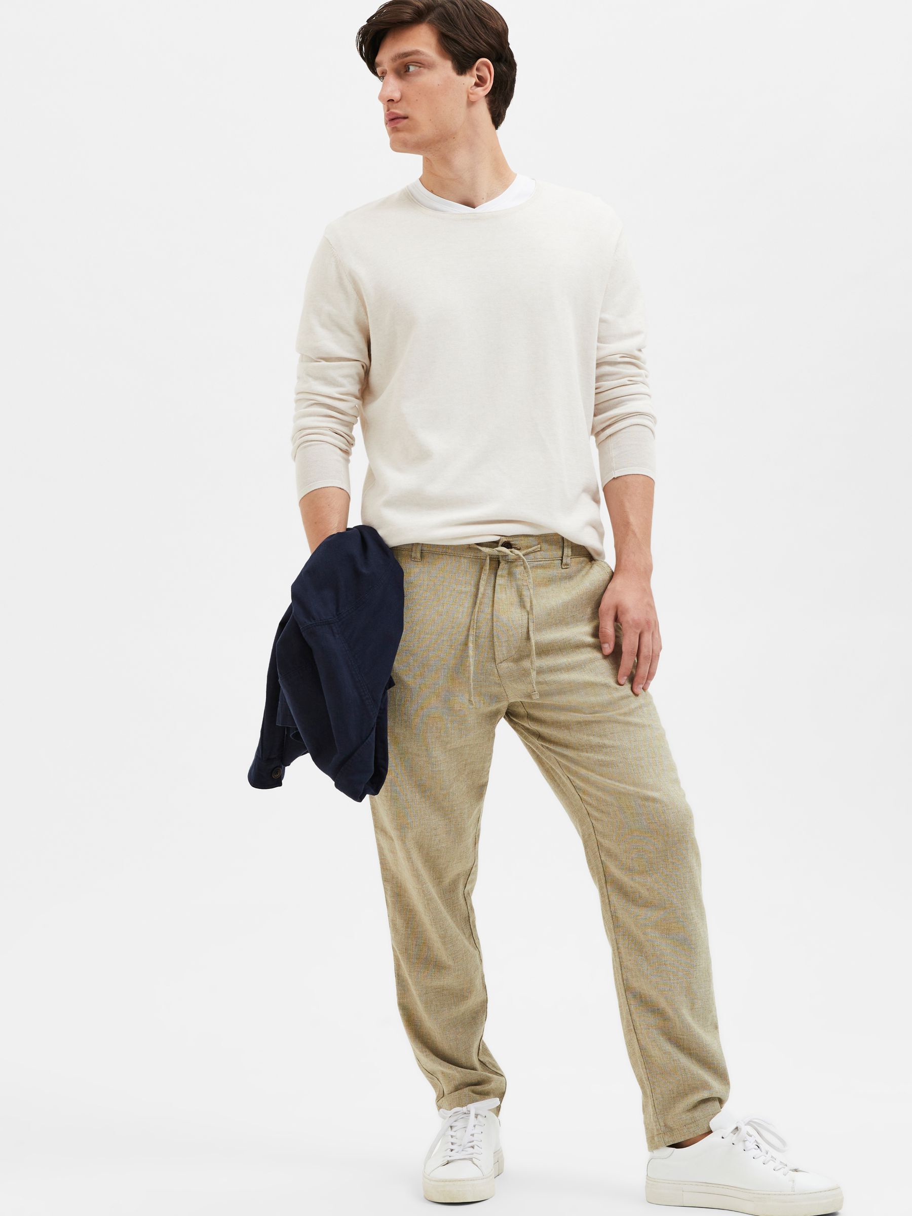 SLIM TAPERED LINEN BLEND TROUSERS