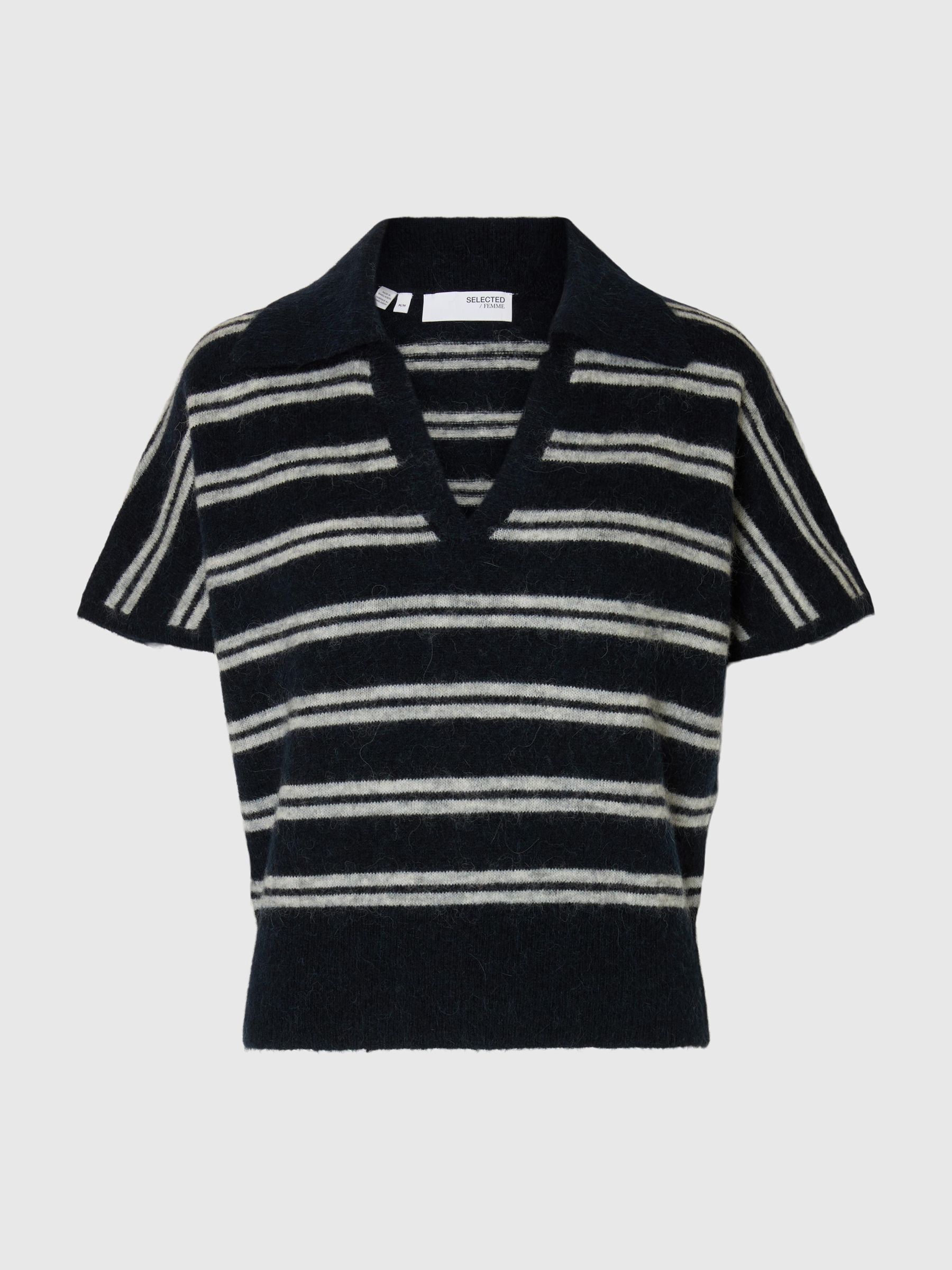 WOOL BLEND KNITTED POLO SHIRT
