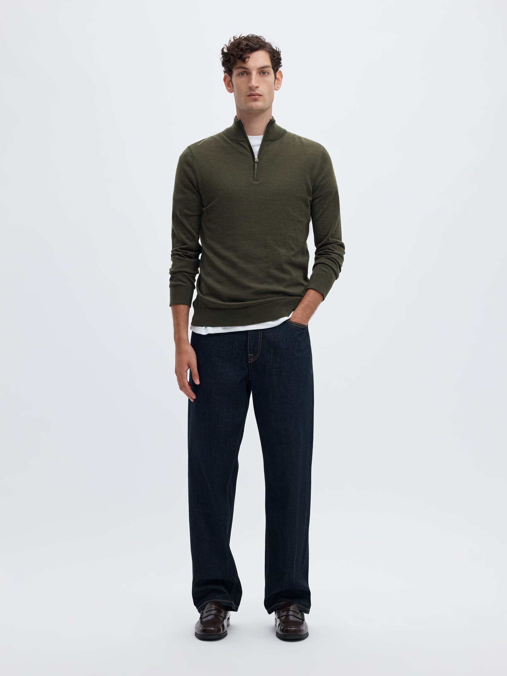 100% MERINO WOOL HALF-ZIP JUMPER