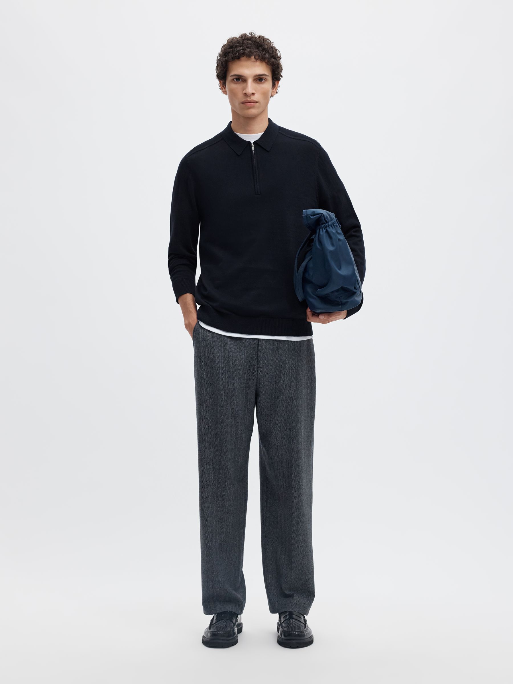 KNITTED LONG-SLEEVED POLO