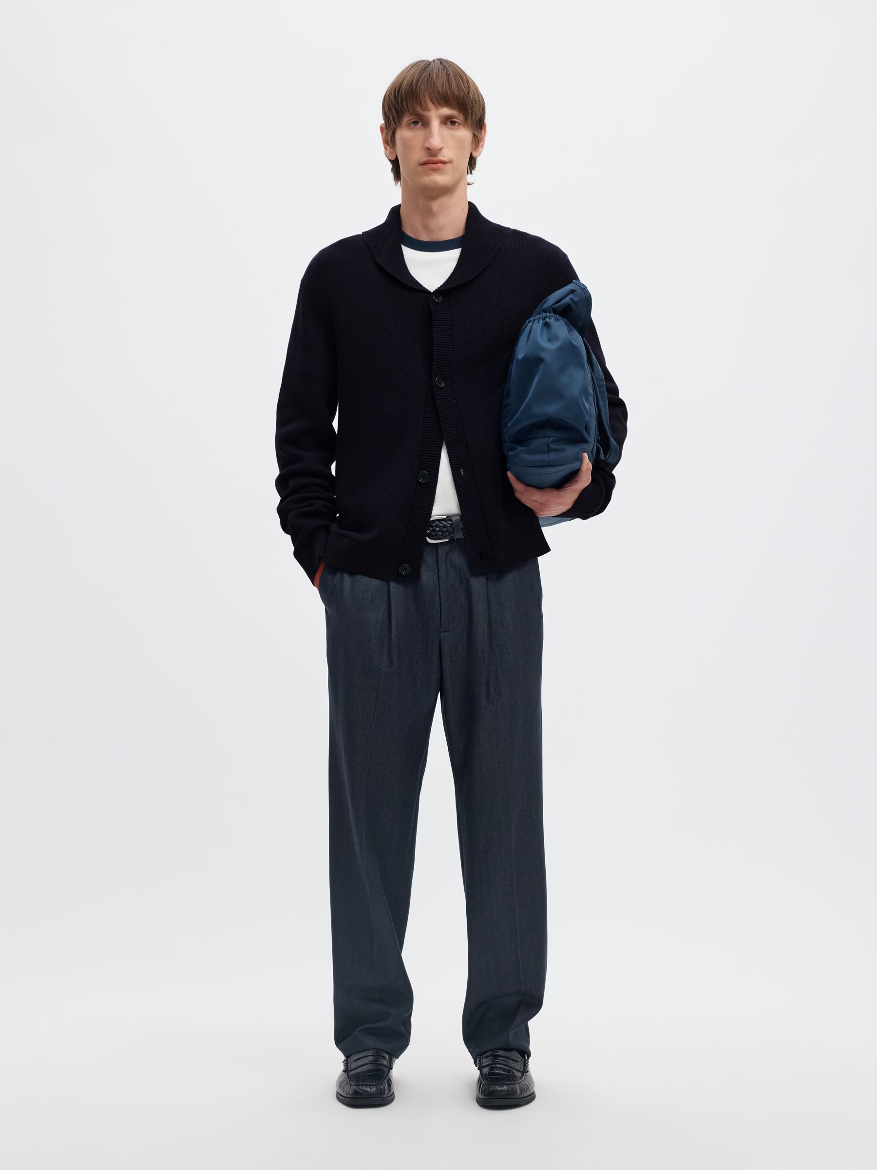 ORGANIC COTTON SHAWL COLLAR CARDIGAN