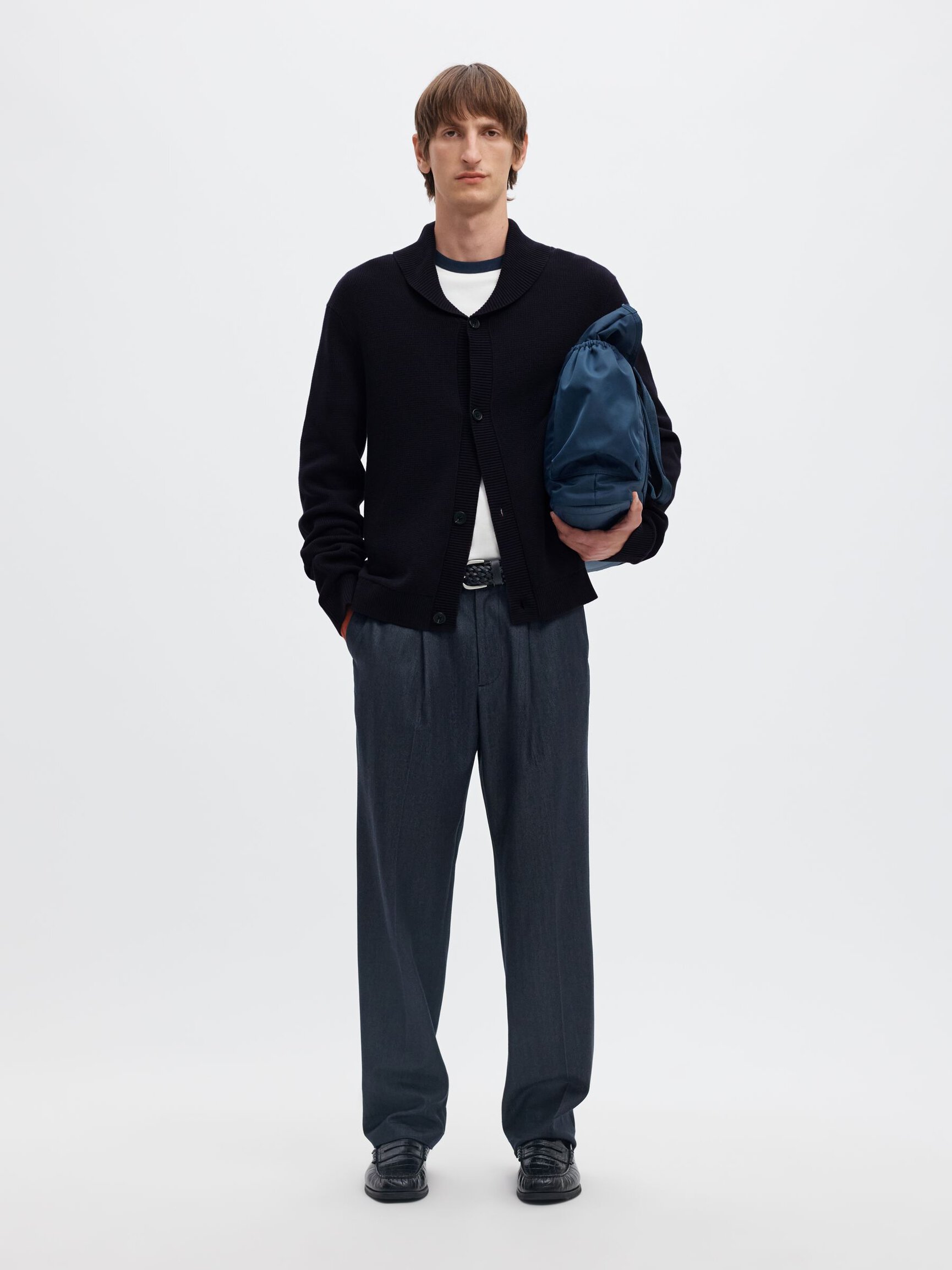 ORGANIC COTTON SHAWL COLLAR CARDIGAN