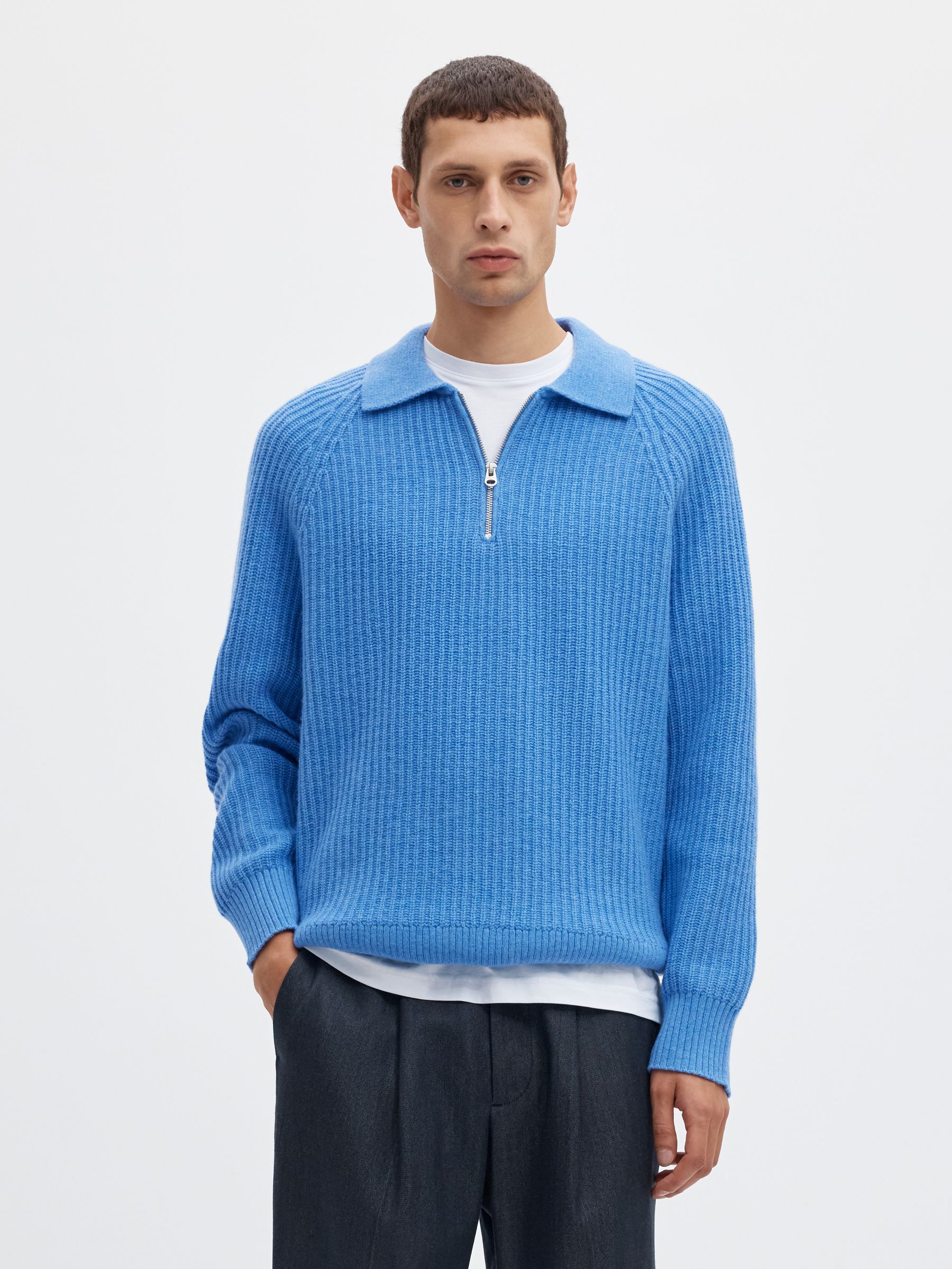 WOOL BLEND KNITTED POLO SHIRT
