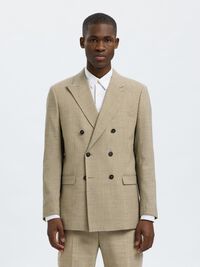 SLIM FIT DOUBLE-BREASTED BLAZER, Sand, highres