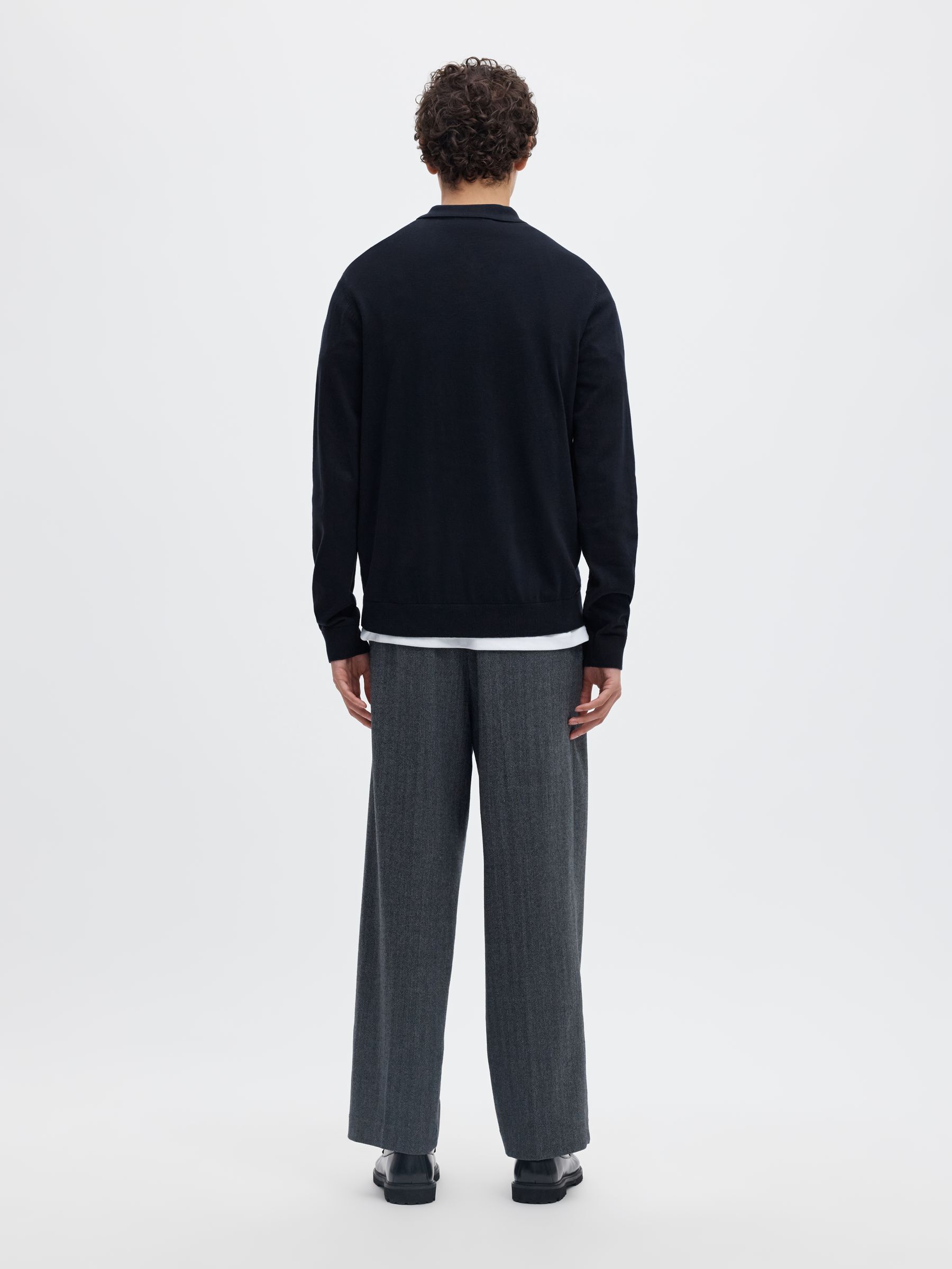 KNITTED LONG-SLEEVED POLO