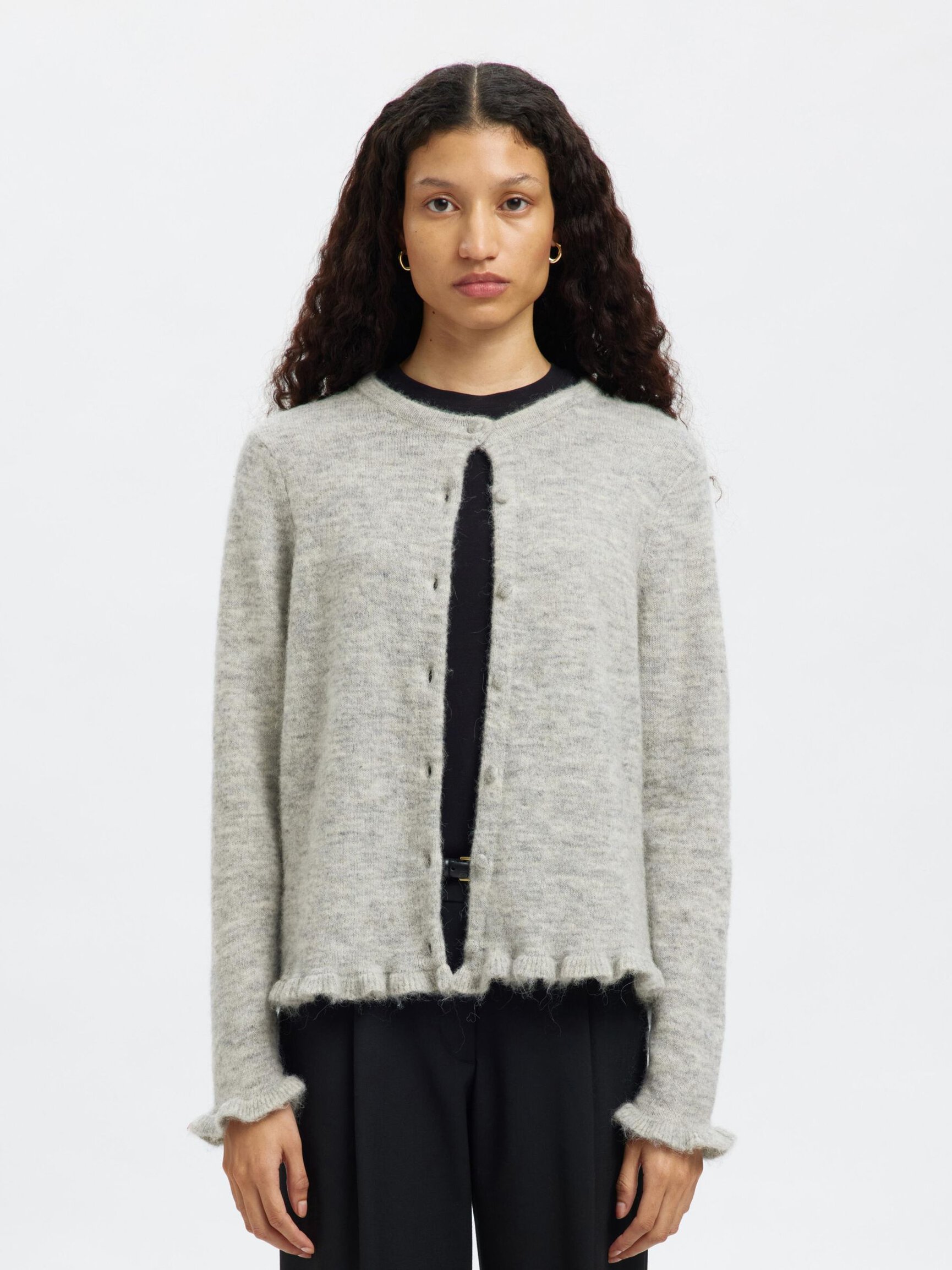 WOOL BLEND KNITTED CARDIGAN