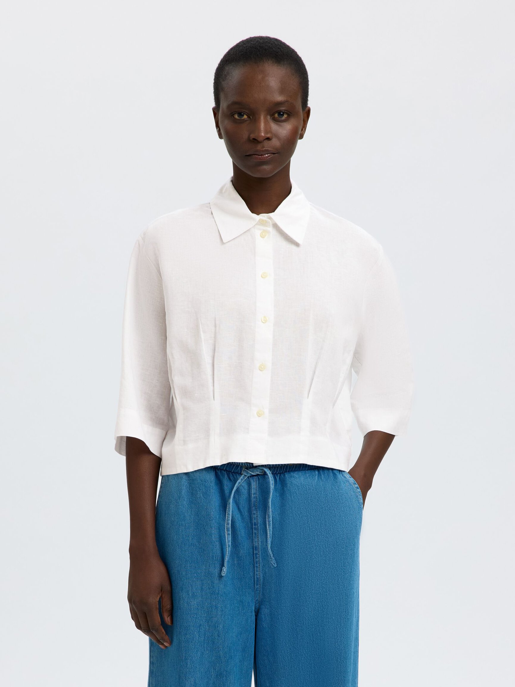 LINEN BLEND SHORT SLEEVED SHIRT