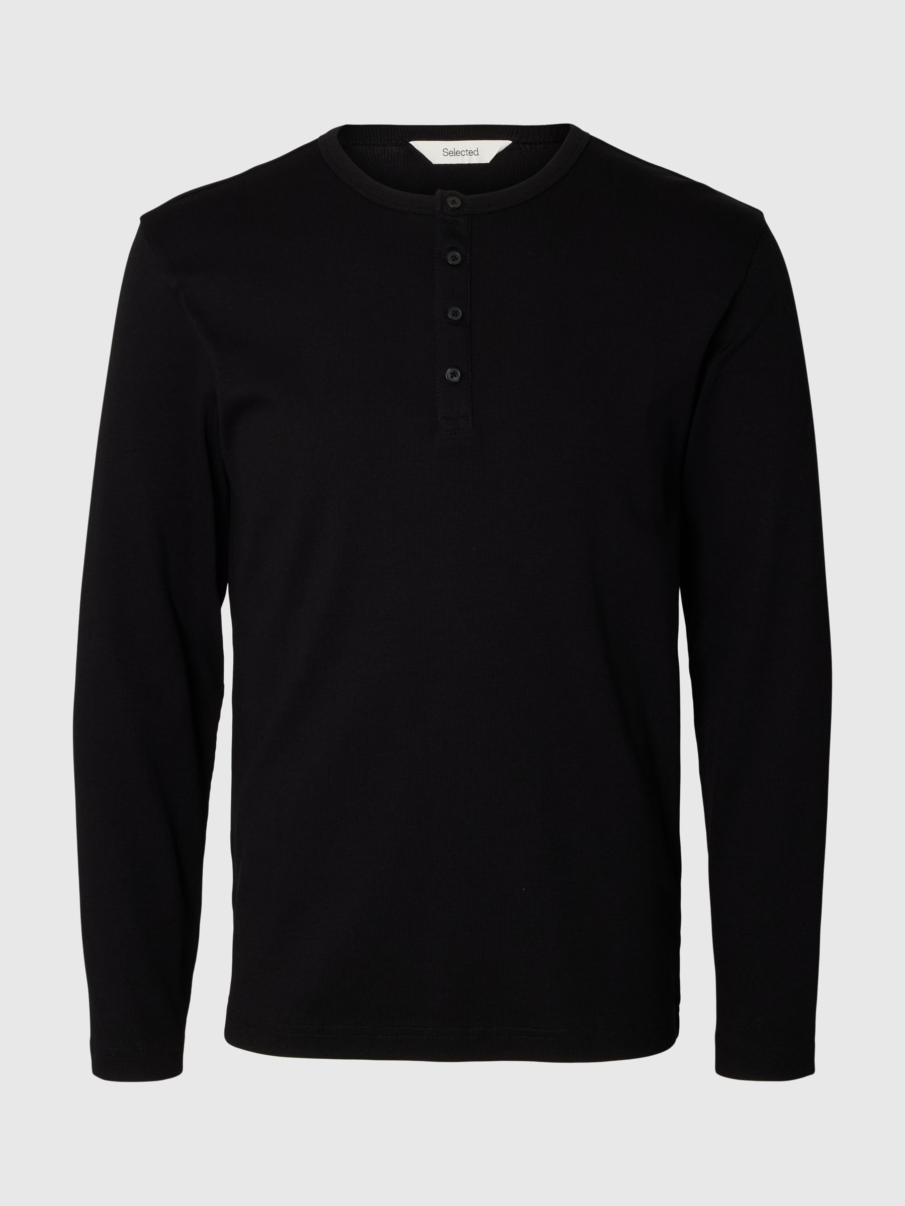 RIBBED BUTTON LONG-SLEEVED T-SHIRT