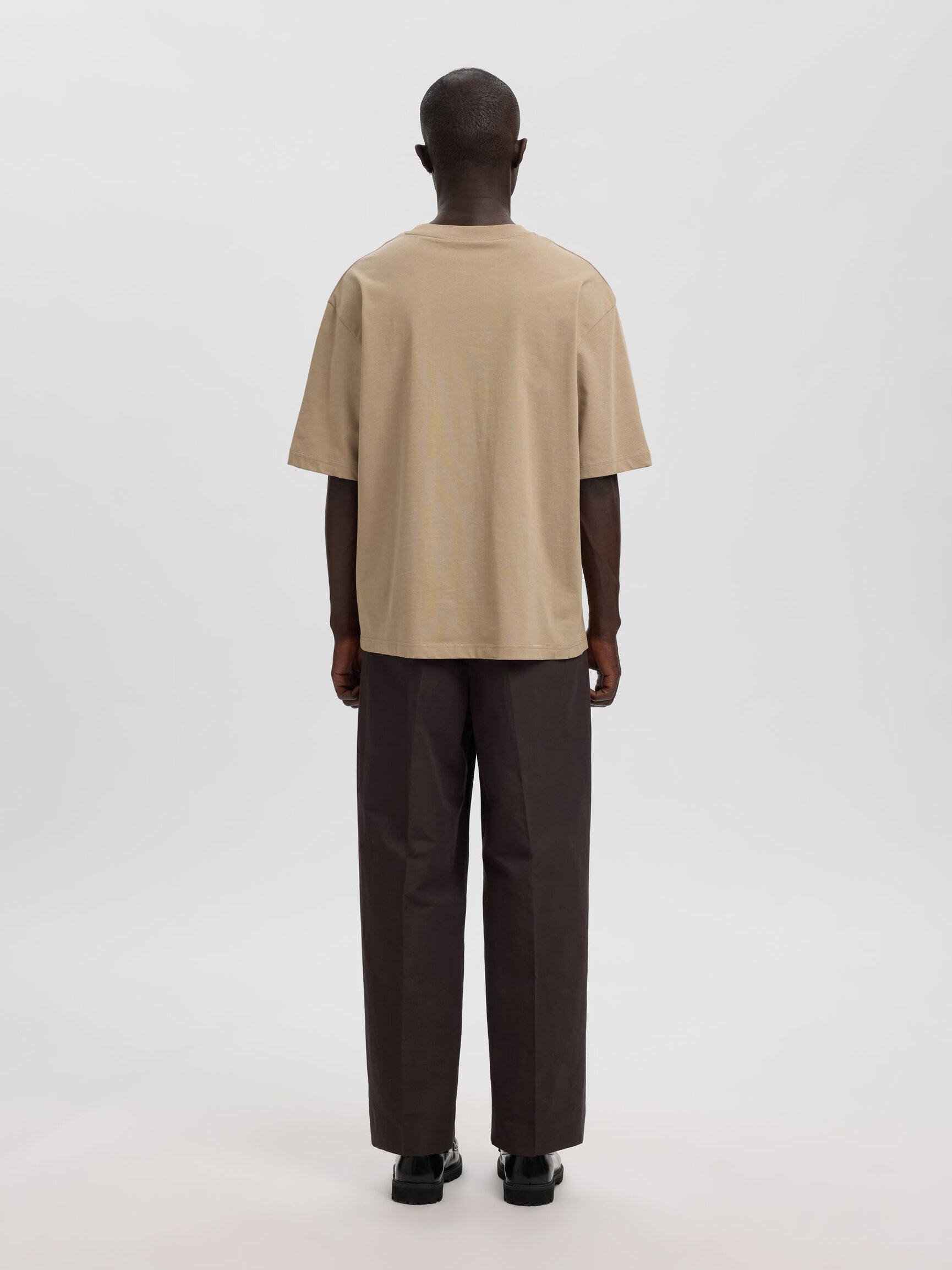 PLEATED LINEN-BLEND TROUSERS