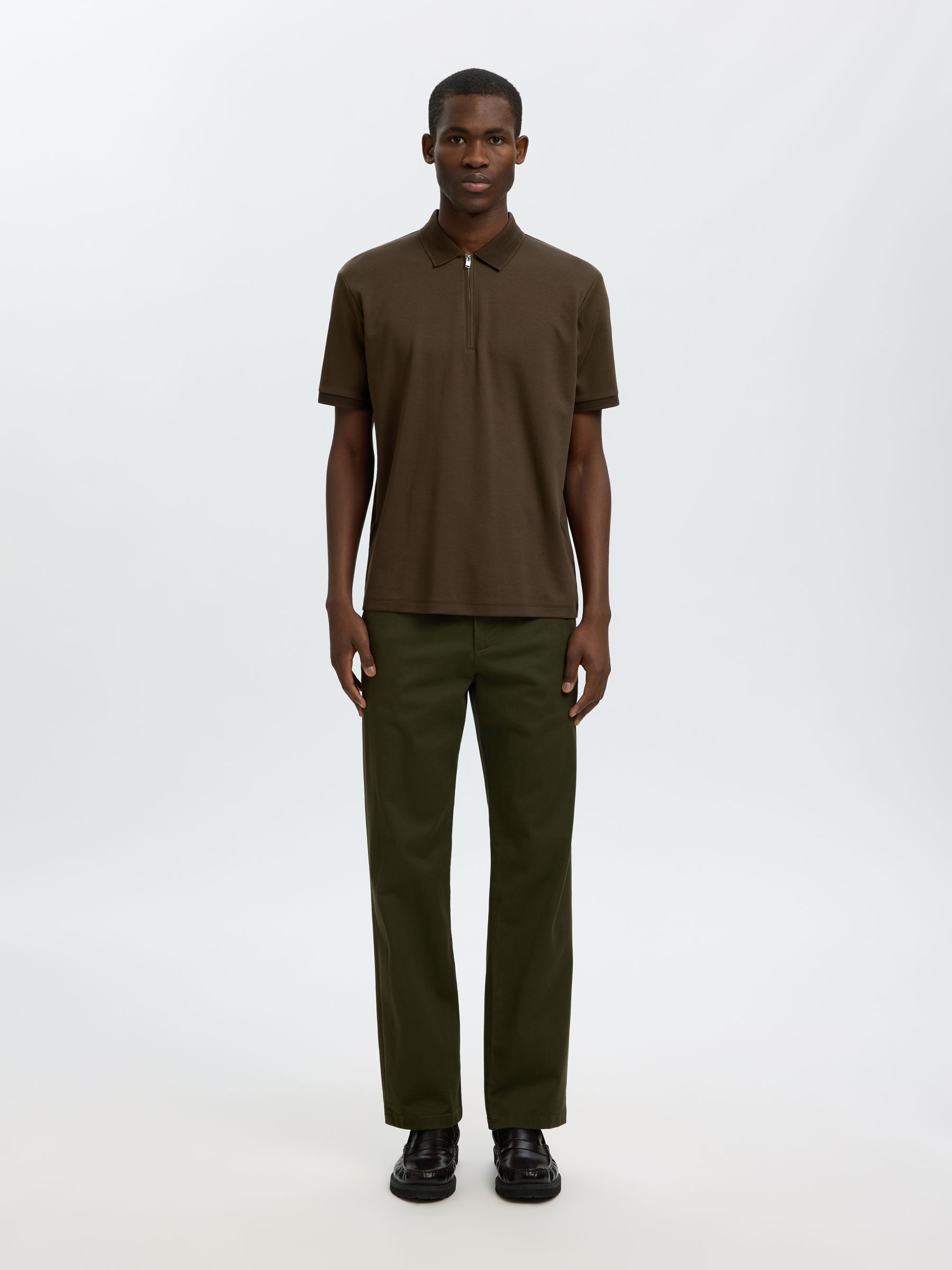 ZIPPER KNITTED POLO SHIRT