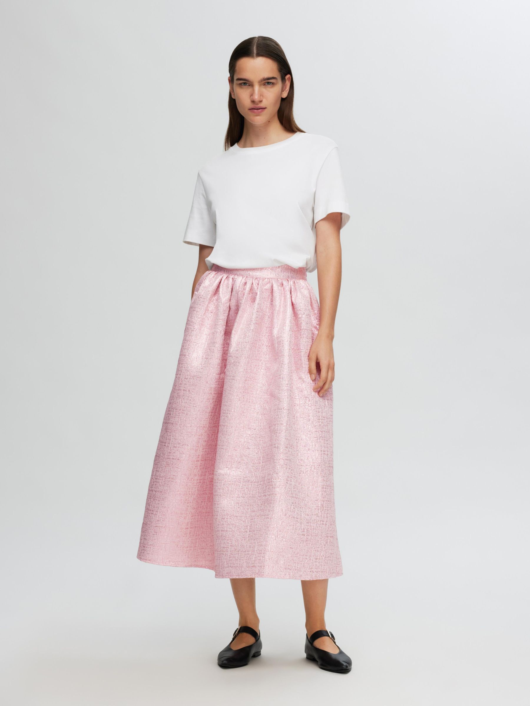 METALLIC JAQUARD MAXI SKIRT