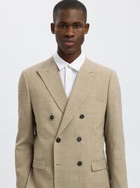 SLIM FIT DOUBLE-BREASTED BLAZER, Sand, highres