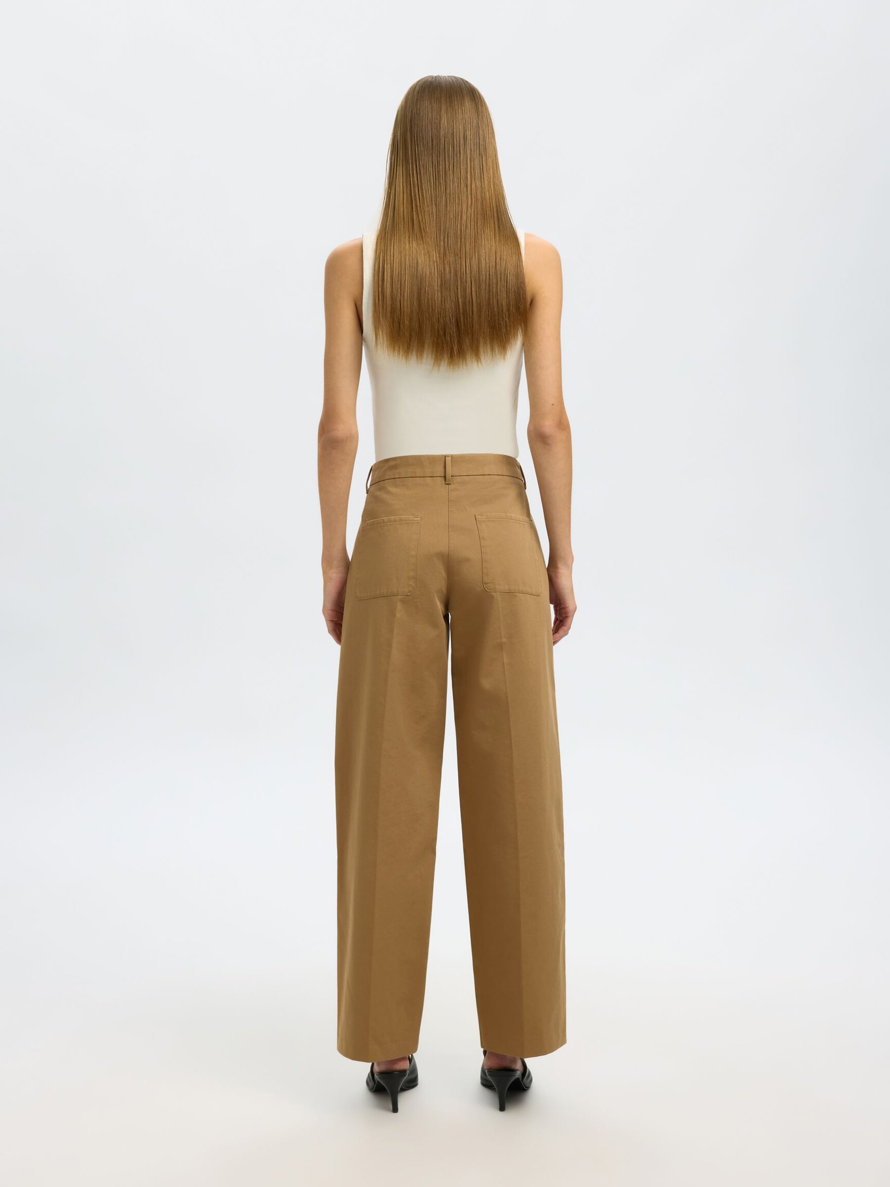 100% COTTON WIDE-LEG TROUSERS