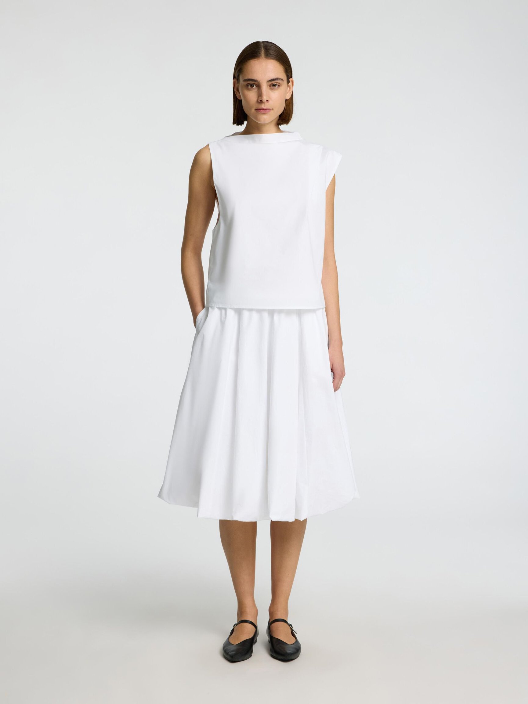 BUBBLE HEM MIDI SKIRT