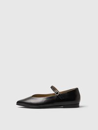 LEDER MARY JANE SCHUHE, Black, highres