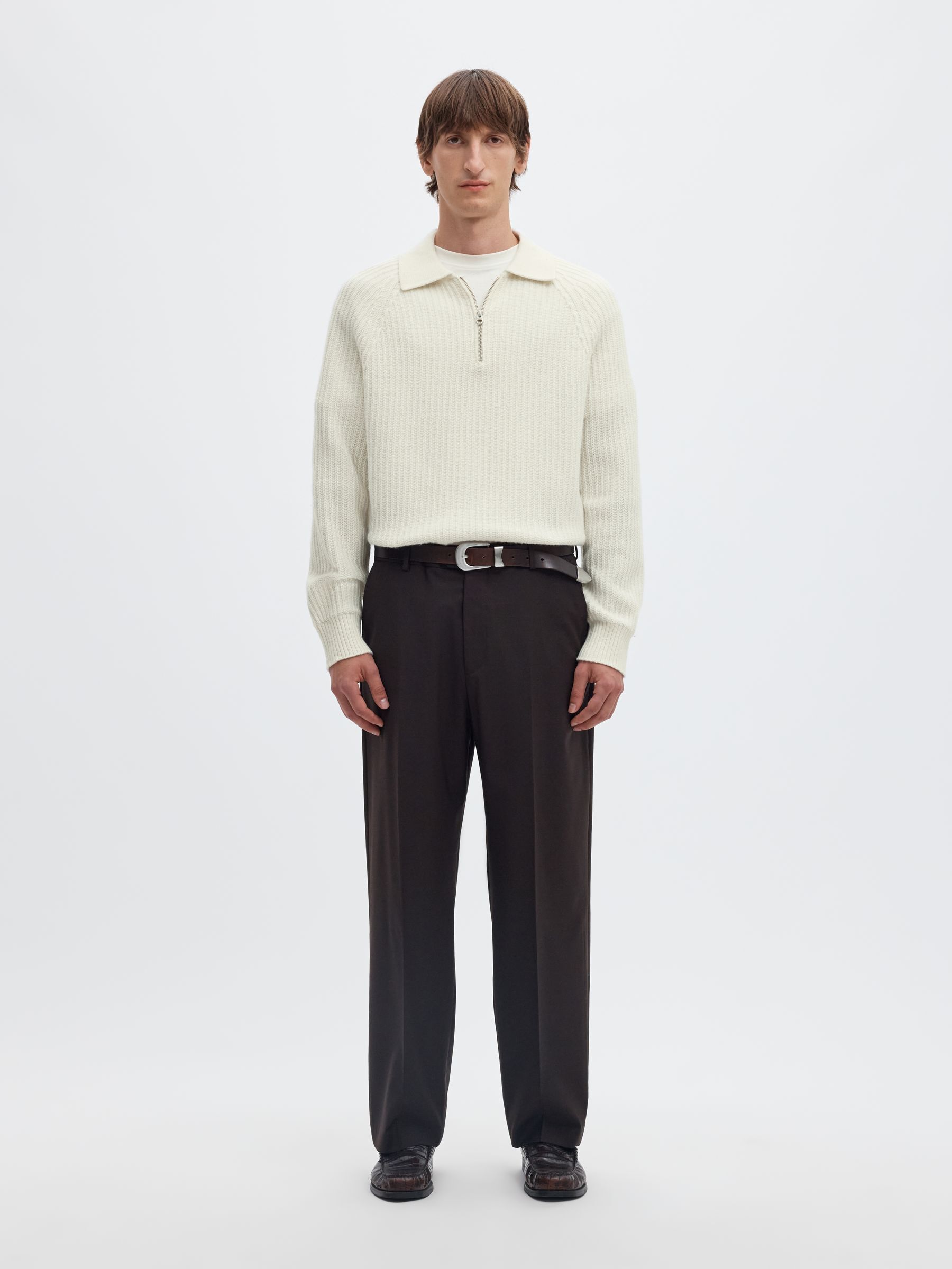 WOOL BLEND KNITTED POLO SHIRT