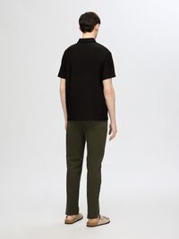 HALVE RITS PLISSÉ POLO, Black, highres