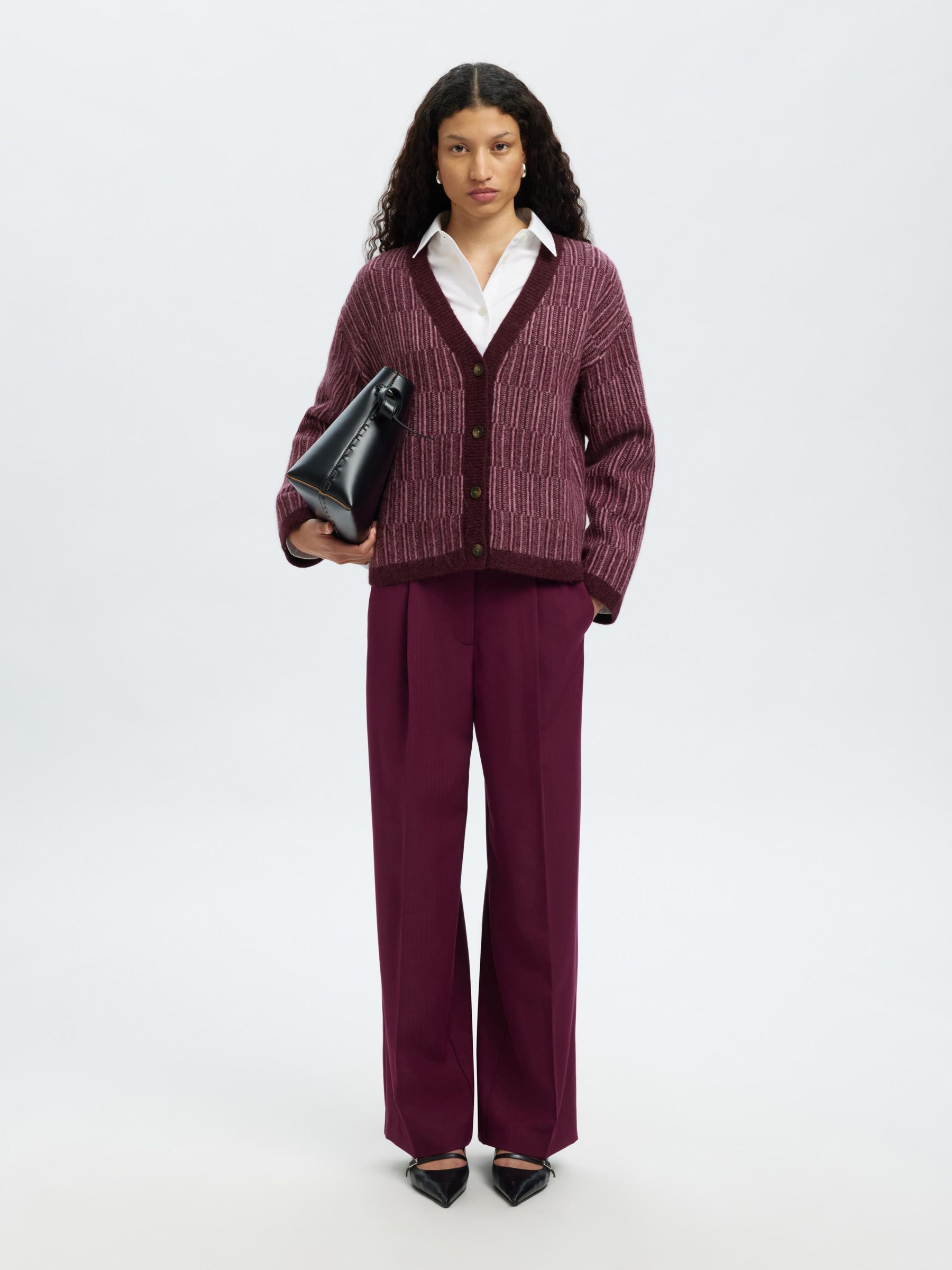 WOOL BLEND KNITTED CARDIGAN