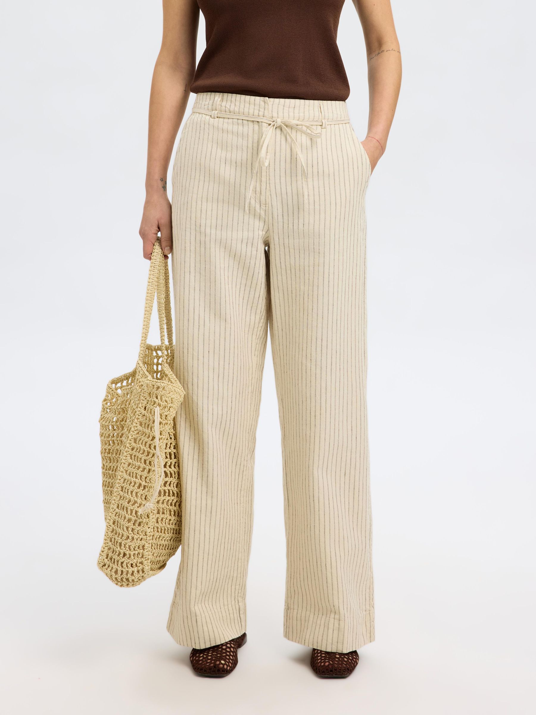 HEMP BLEND WIDE-LEG TROUSERS