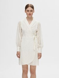 LONG-SLEEVED WRAP DRESS, Snow White, highres
